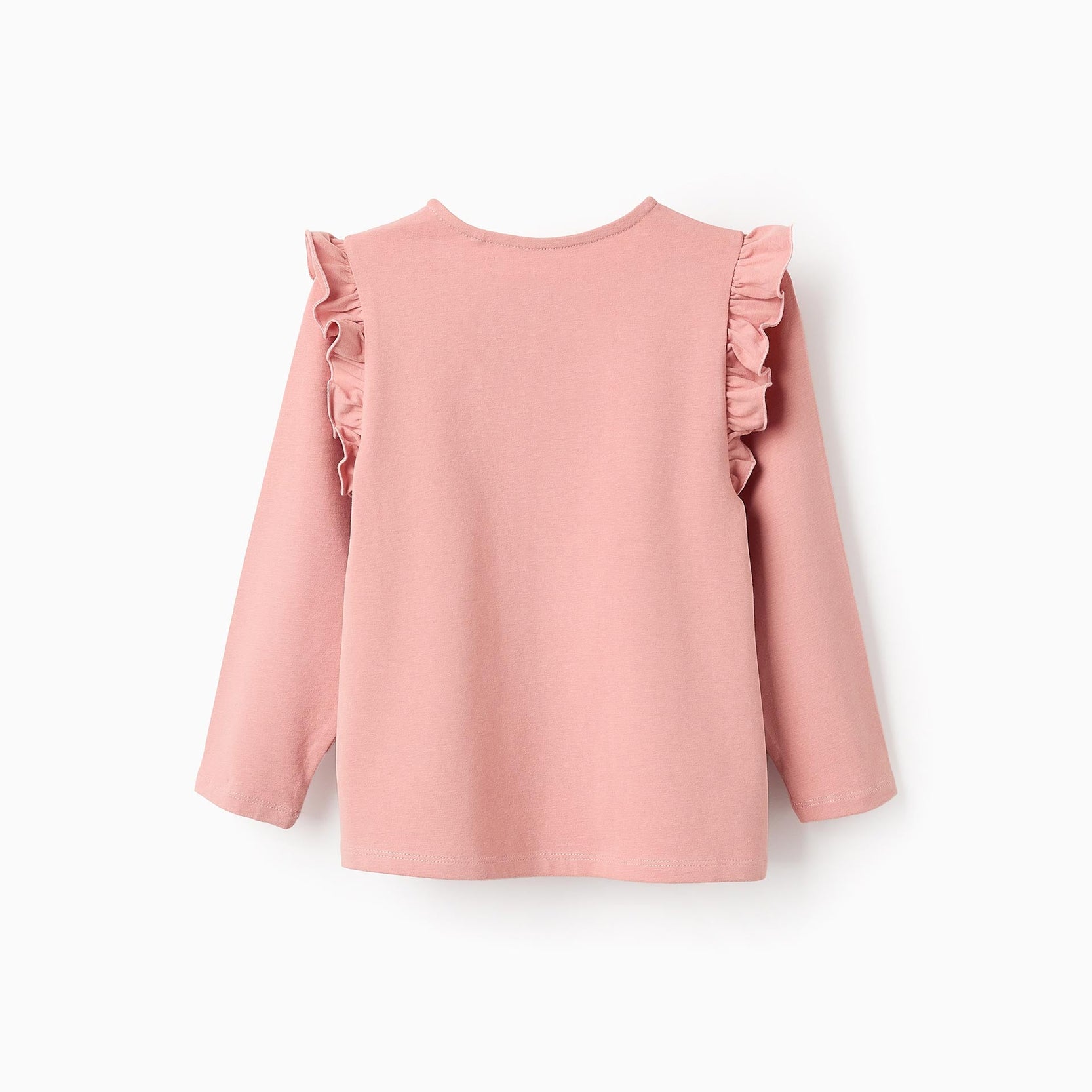 Long Sleeve T-Shirt with Frills and Glitter for Girls, Pink