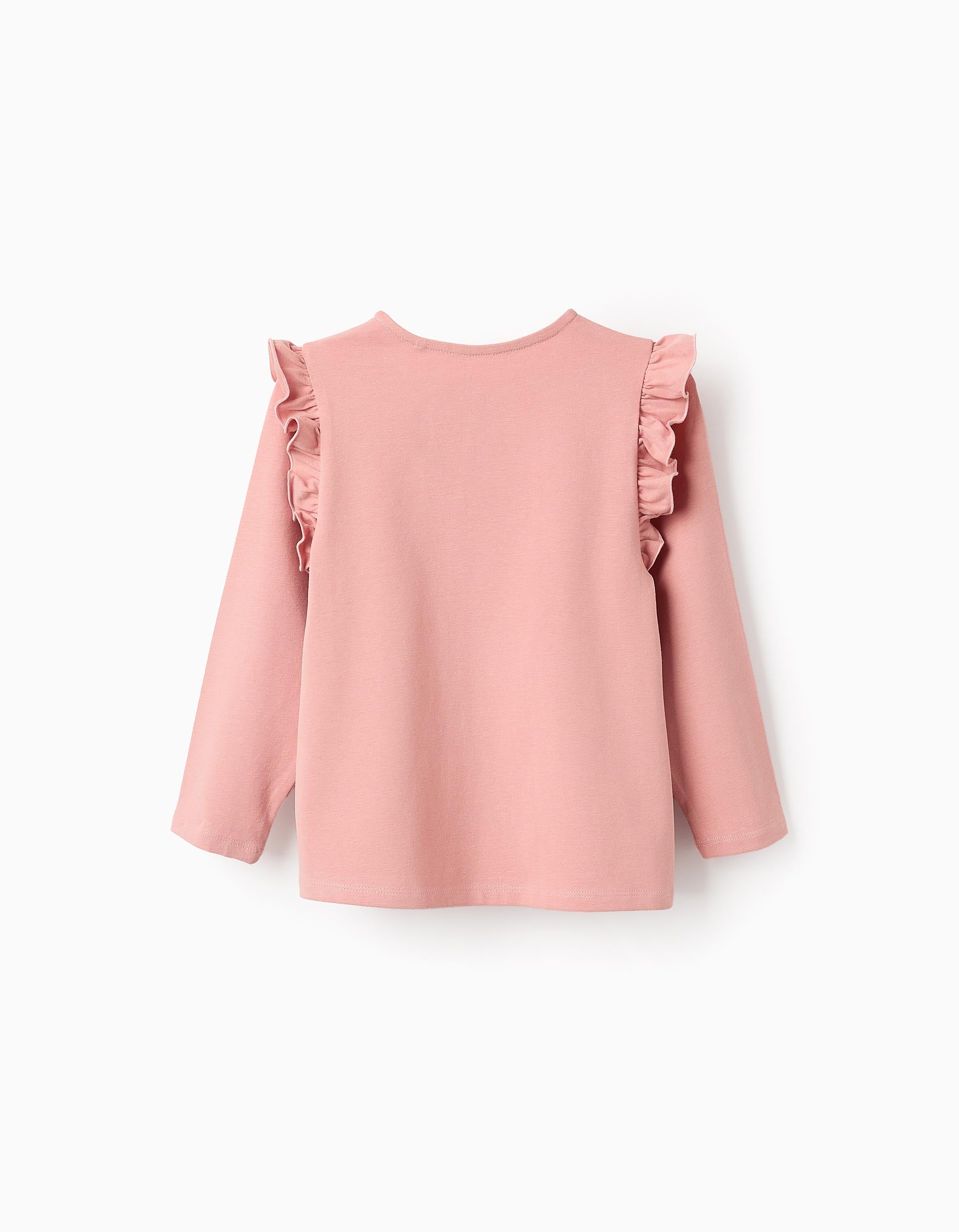Long Sleeve T-Shirt with Frills and Glitter for Girls, Pink