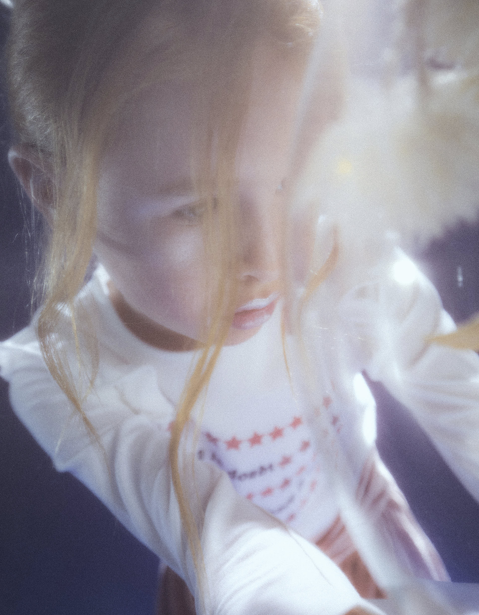 Long-Sleeved T-Shirt with Frills and Glitter for Girls, White