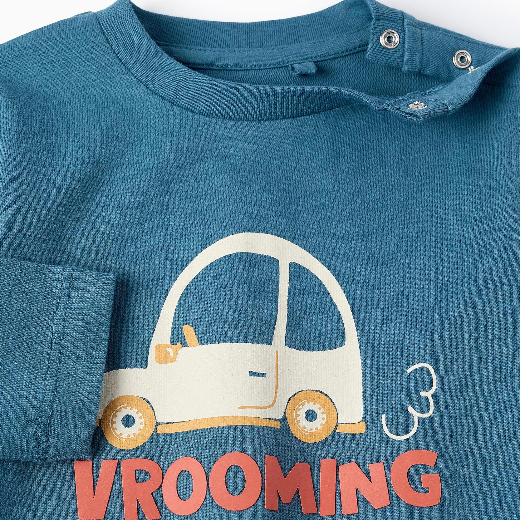 Long-sleeved Cotton T-shirt for Baby Boys 'Vroom', Turquoise