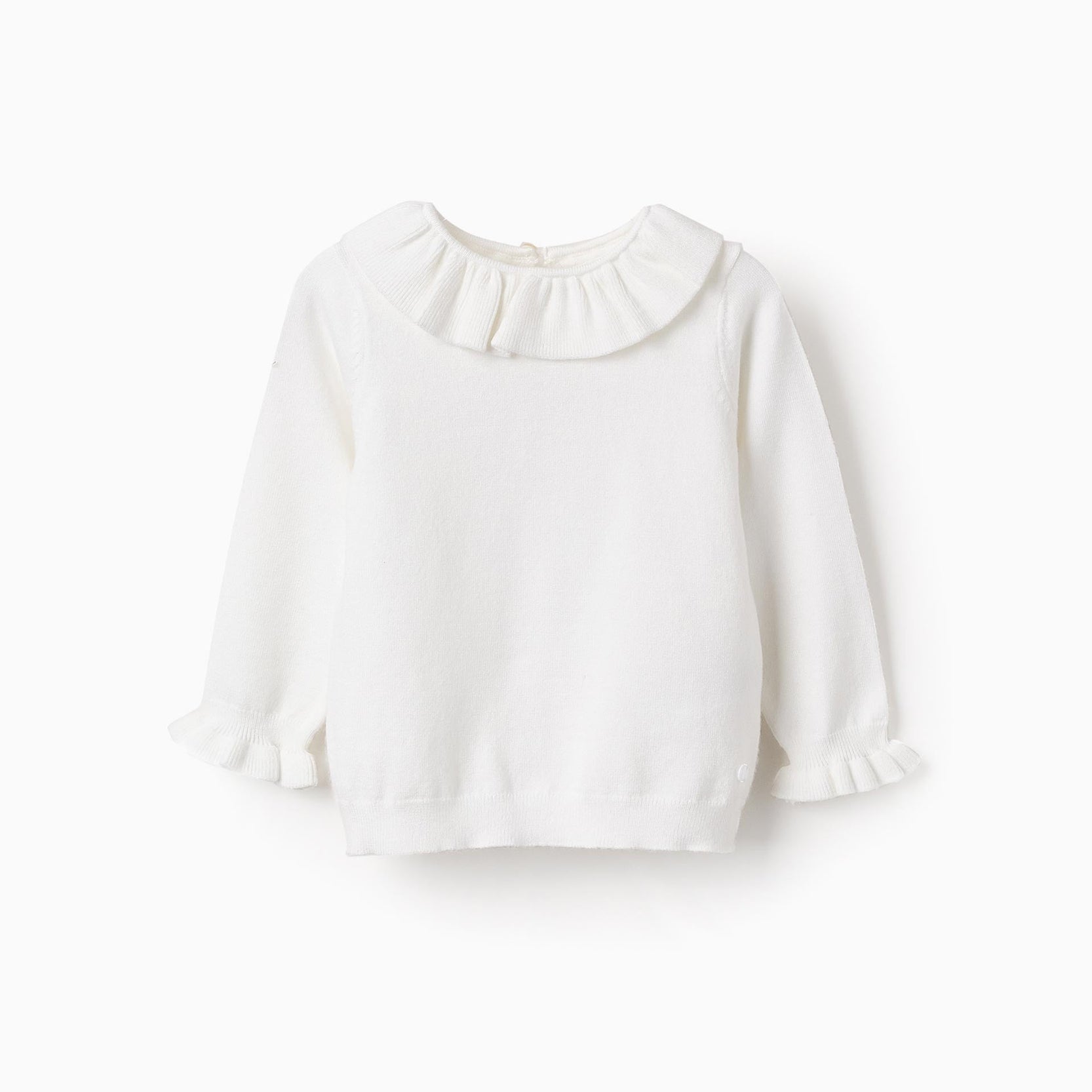 Knit Jumper with Ruffles for Baby Girls, White
