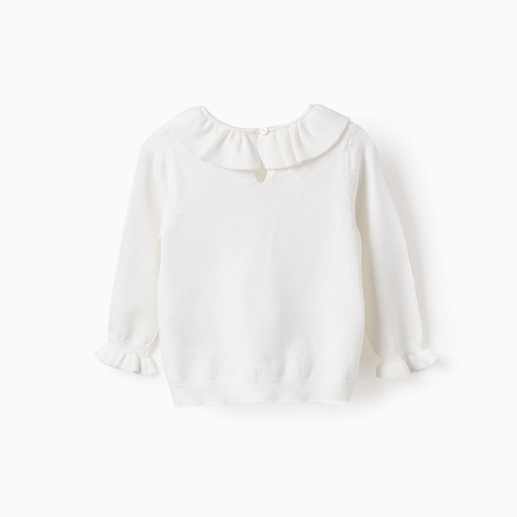 Knit Jumper with Ruffles for Baby Girls, White