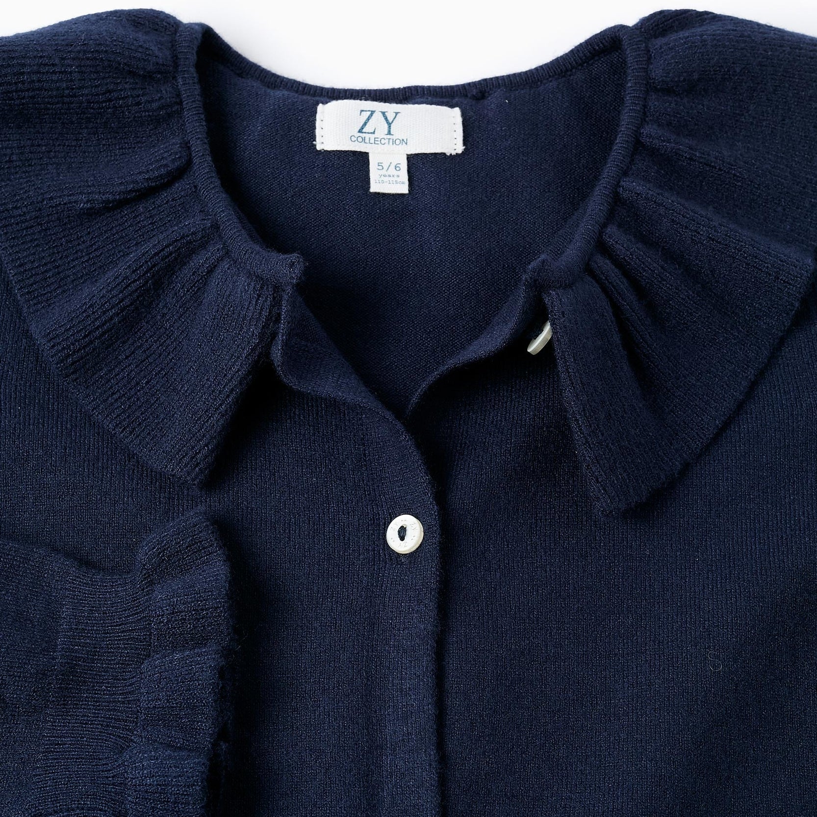 Cardigan with Ruffles for Girls, Dark Blue