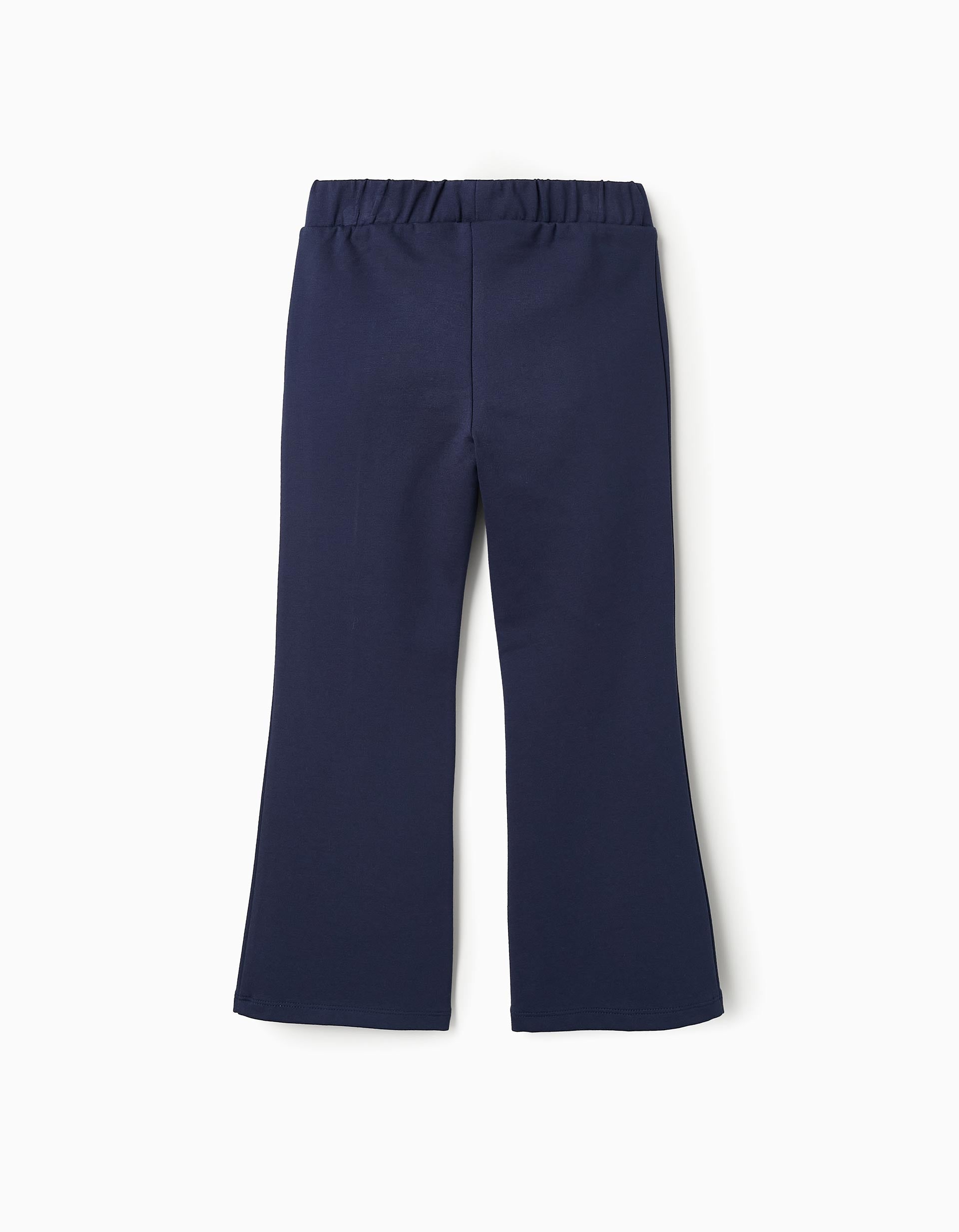 Flare Ponte Roma Trousers for Girls, Dark Blue