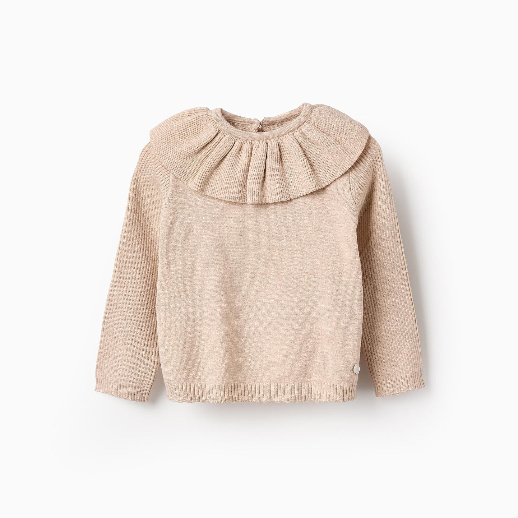 Knit Jumper with Ruffles for Baby Girls, Beige