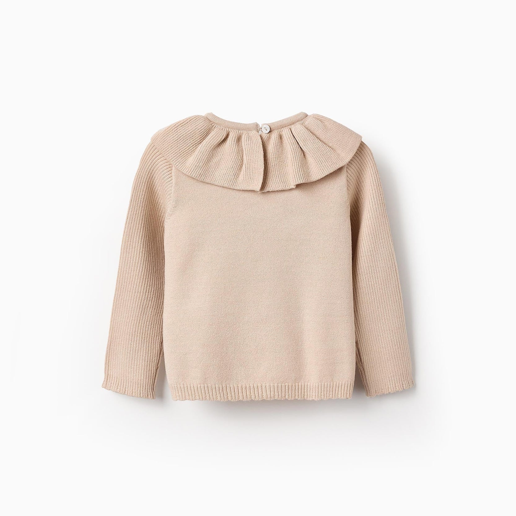 Knit Jumper with Ruffles for Baby Girls, Beige