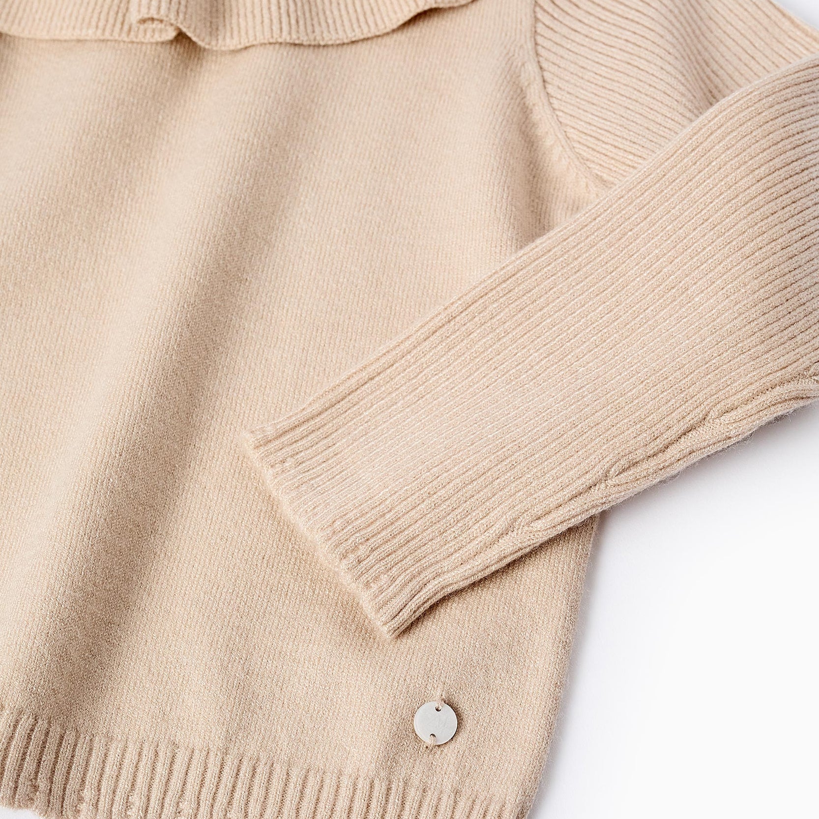 Knit Jumper with Ruffles for Baby Girls, Beige