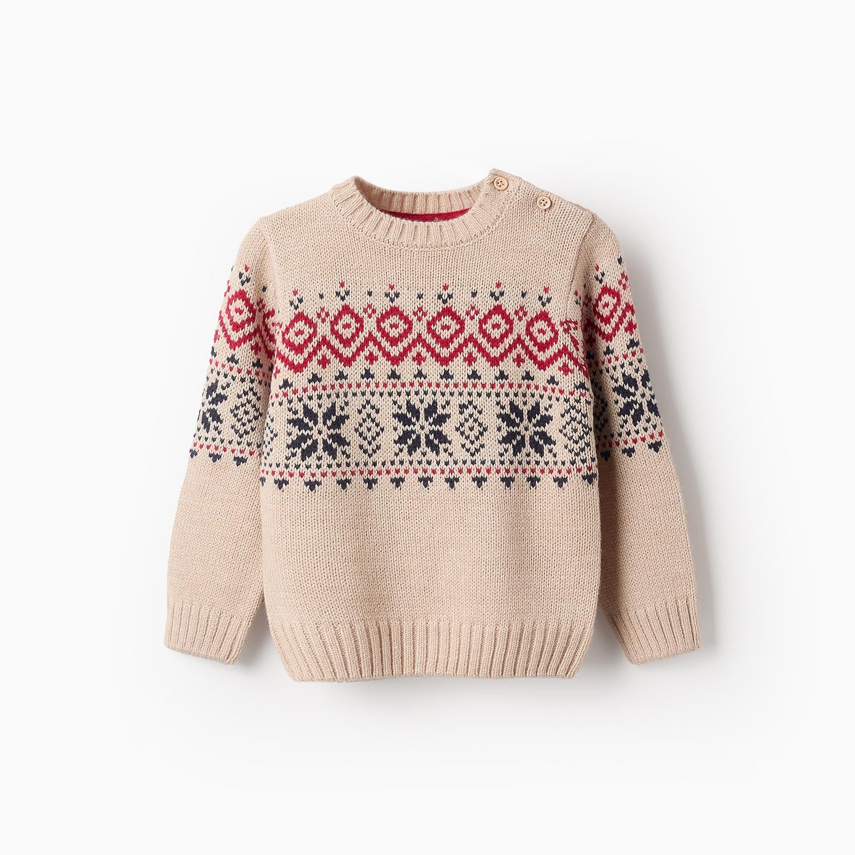 Jumper with Jacquard for Baby Boys, Beige