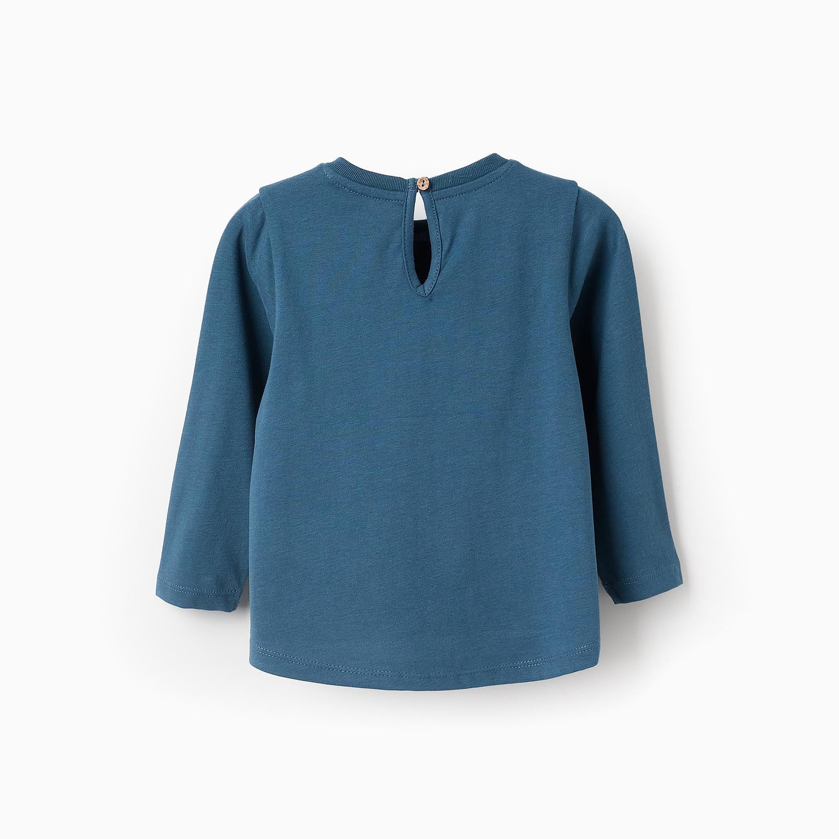 Long-Sleeved Cotton T-shirt for Baby Girls 'Flower', Turquoise