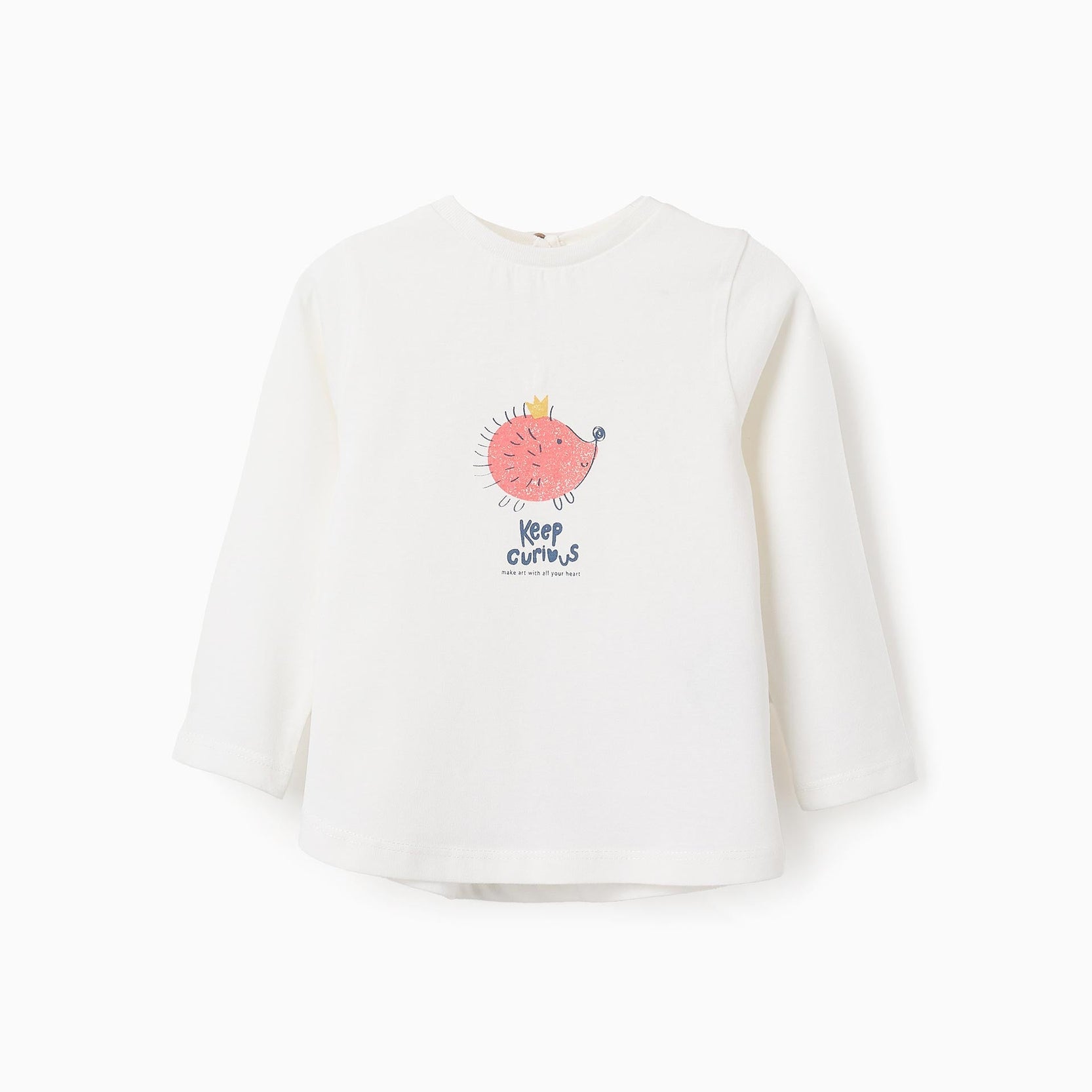 Long Sleeve T-shirt for Baby Girls 'Hedgehog', White