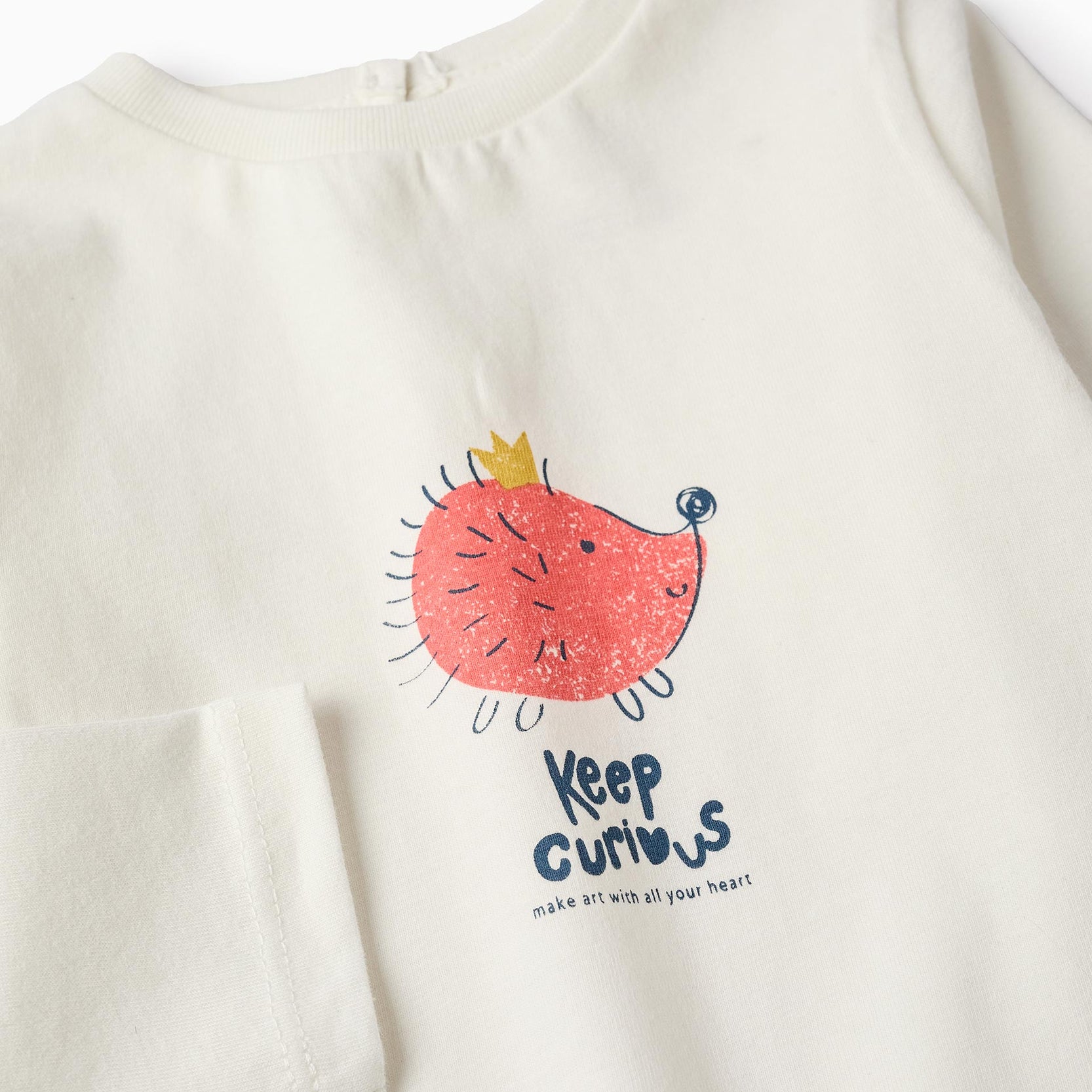 Long Sleeve T-shirt for Baby Girls 'Hedgehog', White