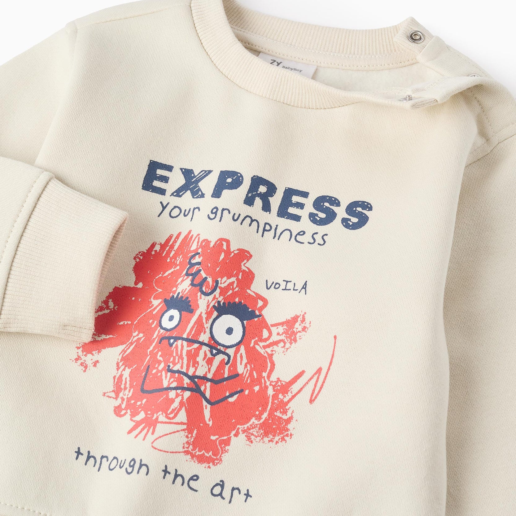 Fleece Sweatshirt for Baby Boys 'Emotion Monsters', Beige