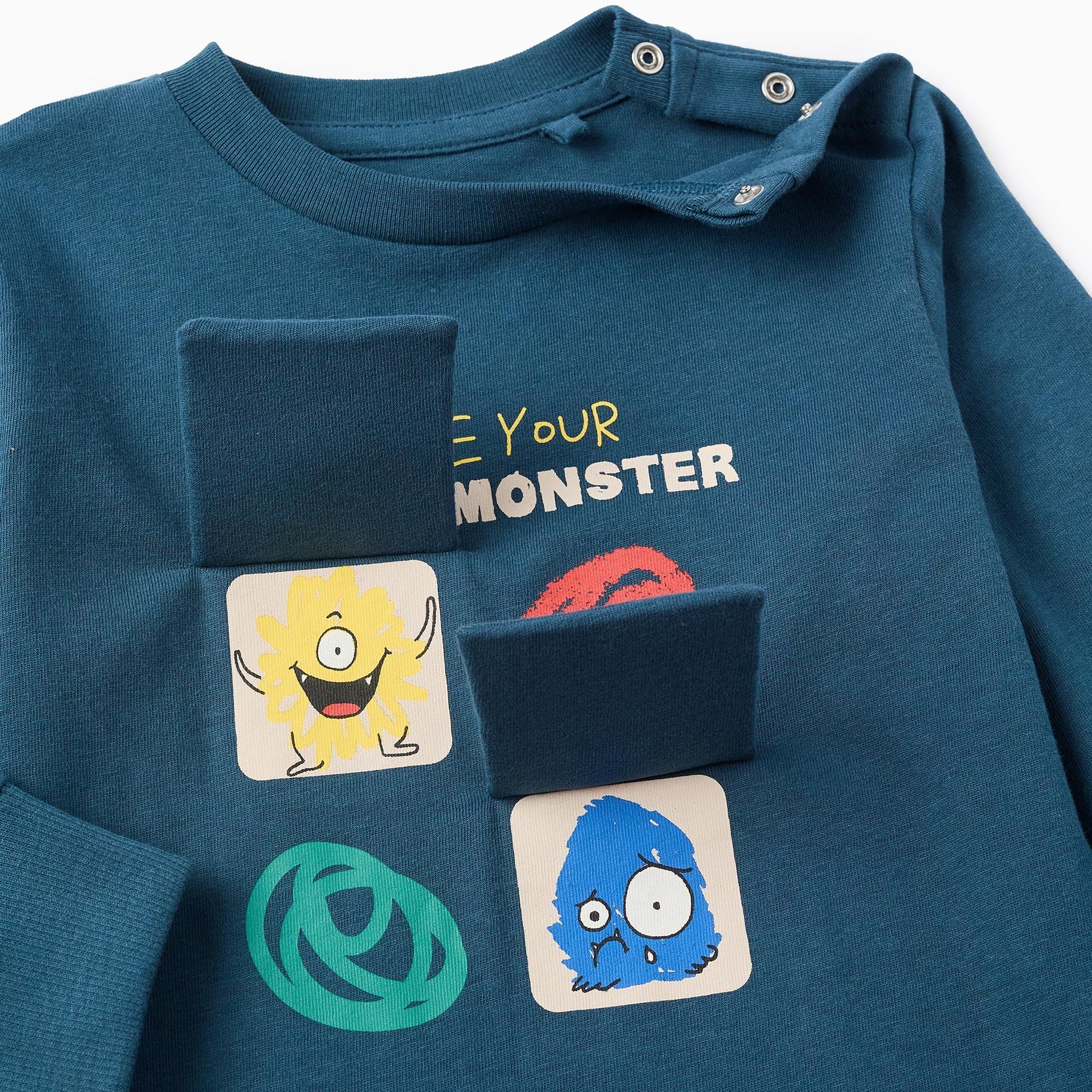 Long Sleeve T-shirt for Baby Boys 'Monsters', Turquoise