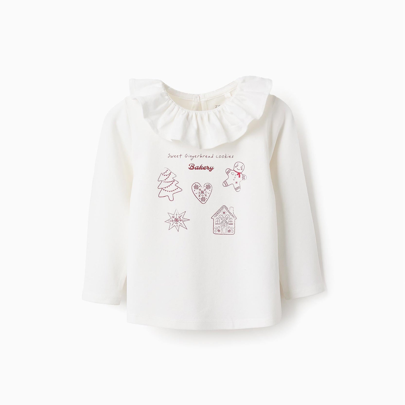 Ruffled and Glitter T-shirt for Baby Girls 'Cookies', White