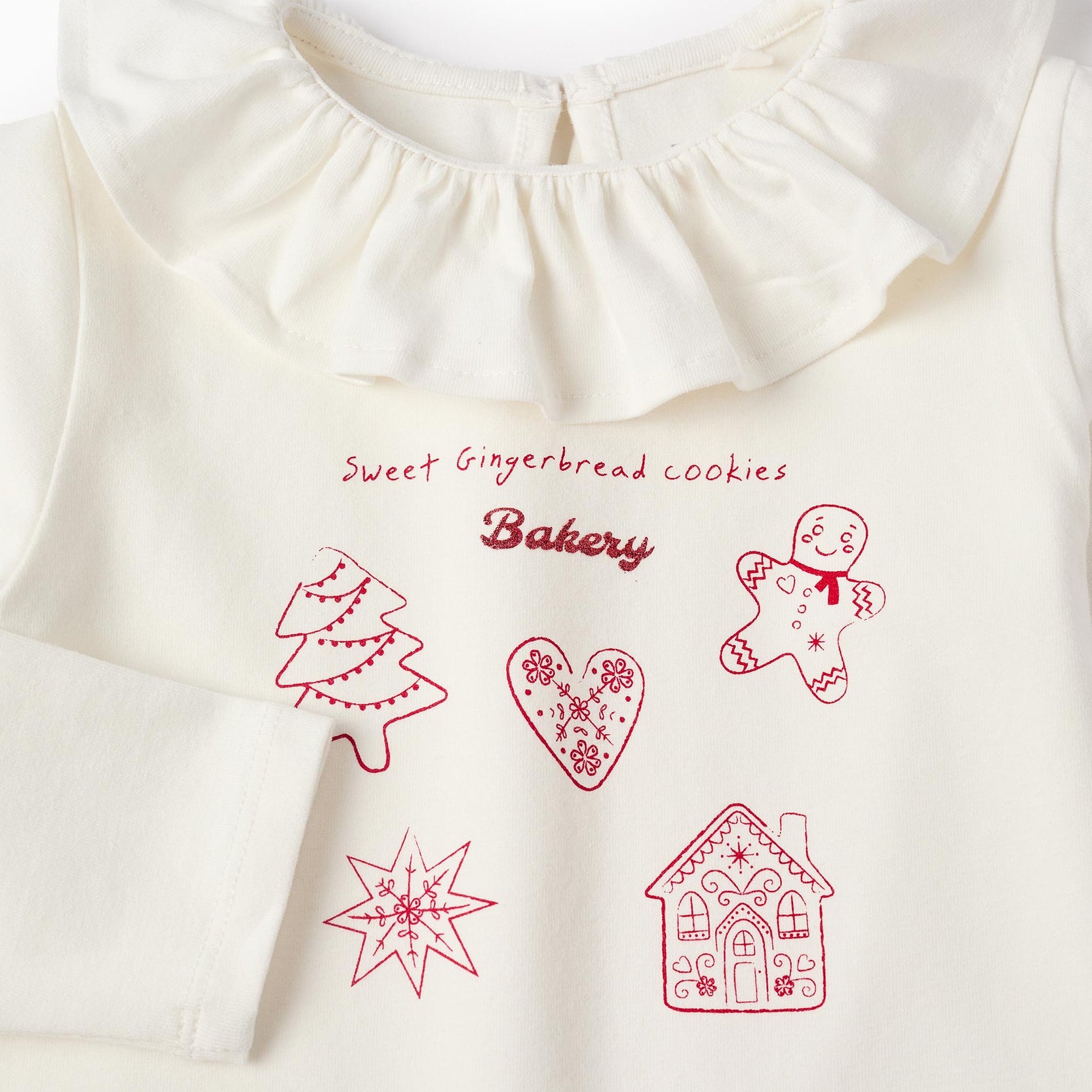 Ruffled and Glitter T-shirt for Baby Girls 'Cookies', White