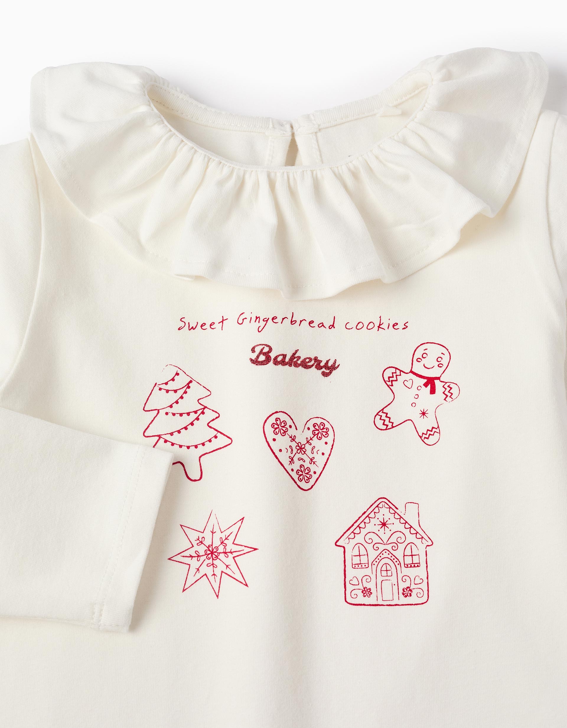 Ruffled and Glitter T-shirt for Baby Girls 'Cookies', White