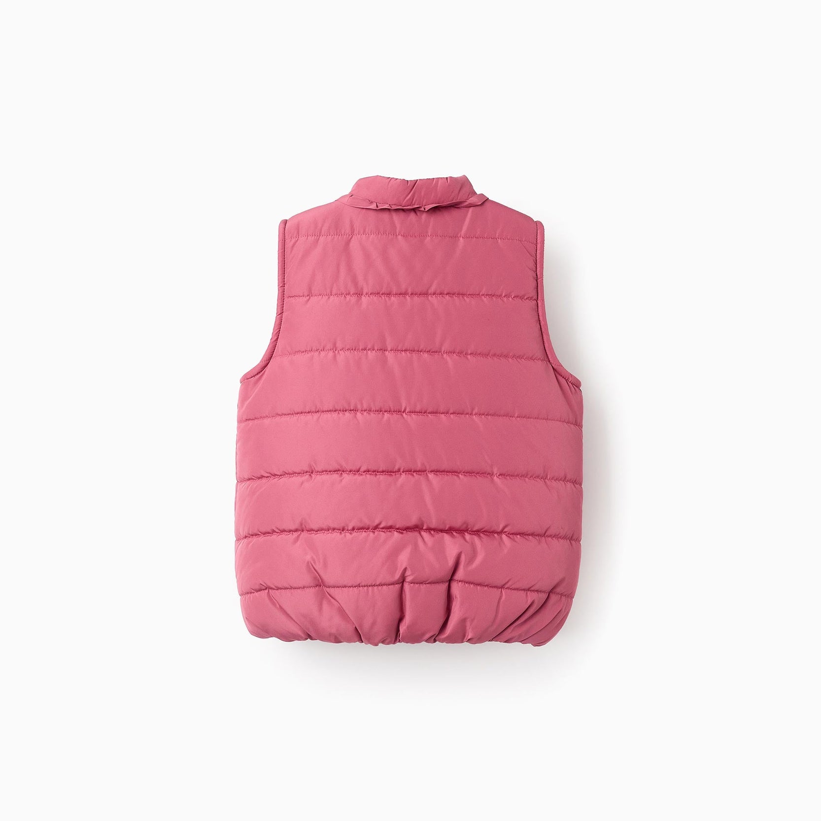 Padded Gilet with Polar Lining and Frills for Girls, Pink