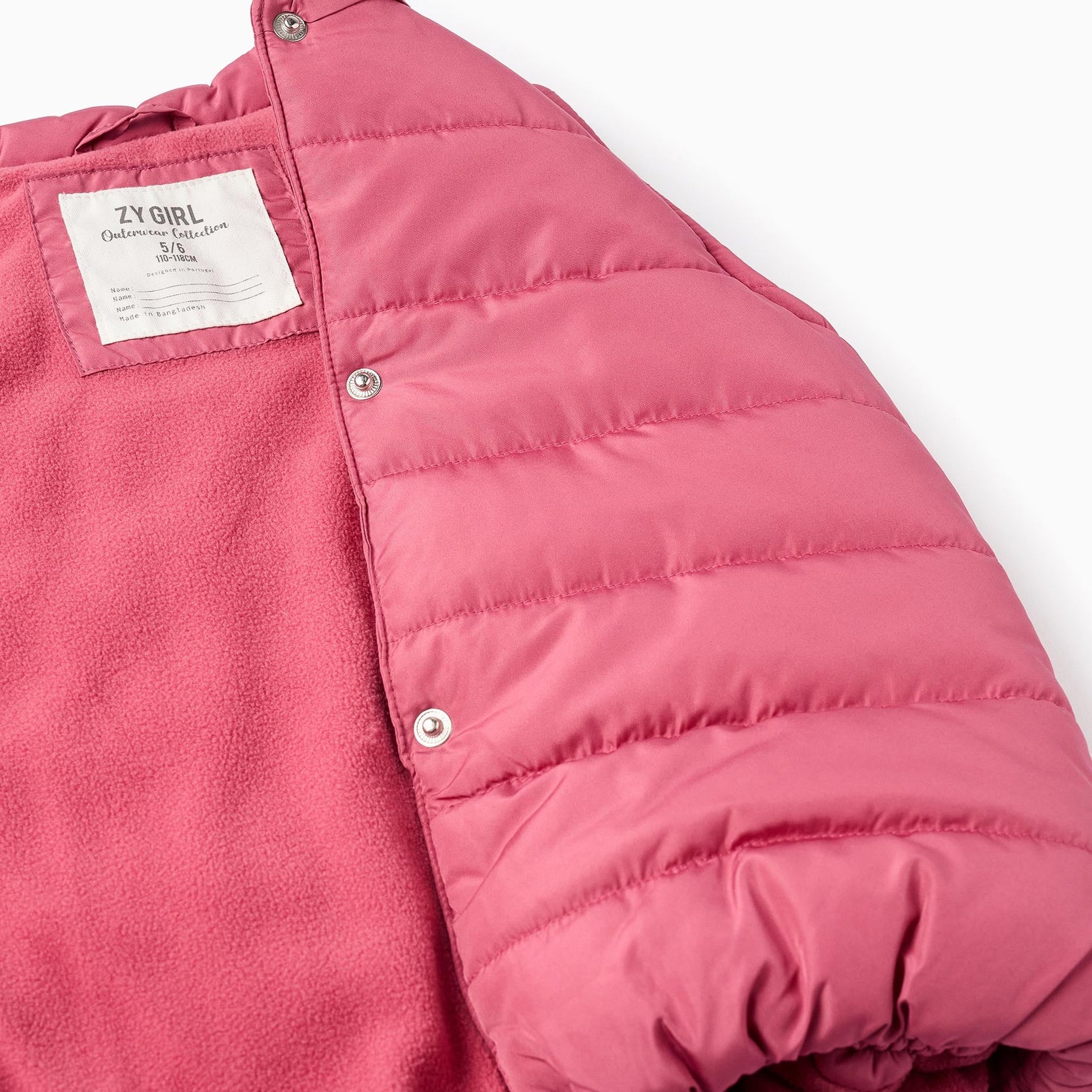 Padded Gilet with Polar Lining and Frills for Girls, Pink