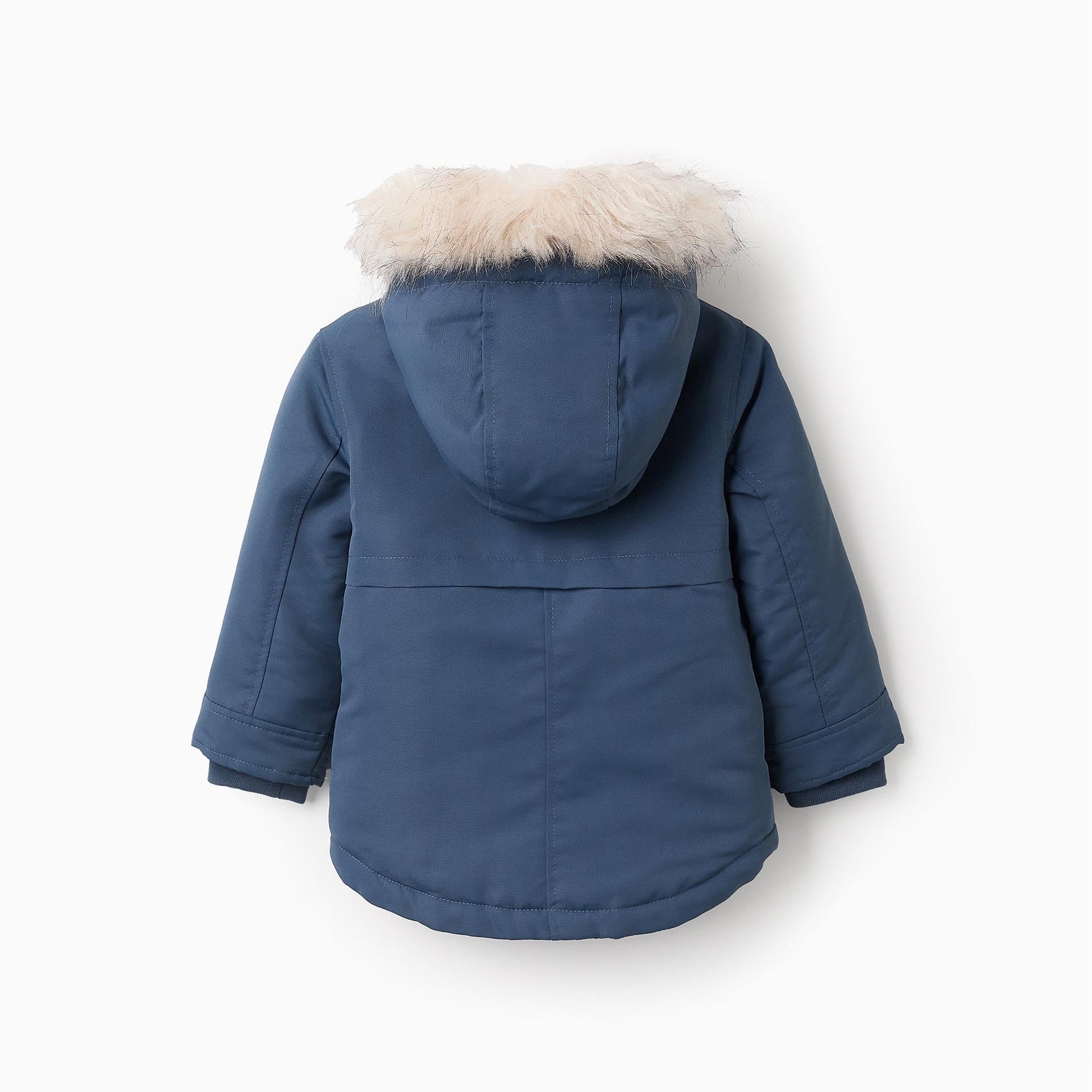 Padded Hooded Parka with Fur for Baby Boys, Turquoise