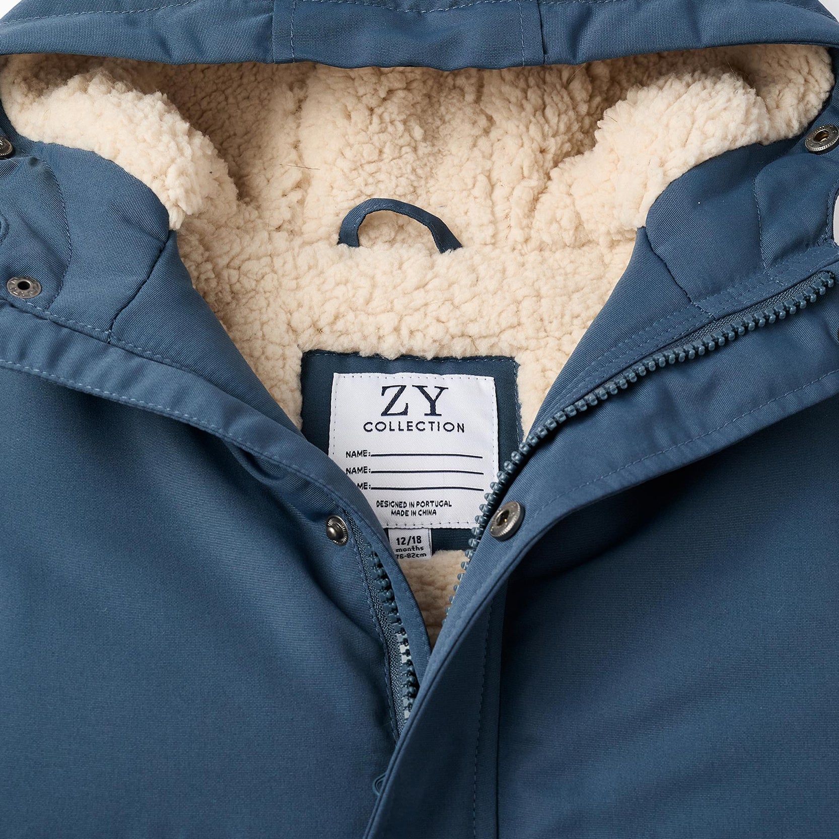 Padded Hooded Parka with Fur for Baby Boys, Turquoise