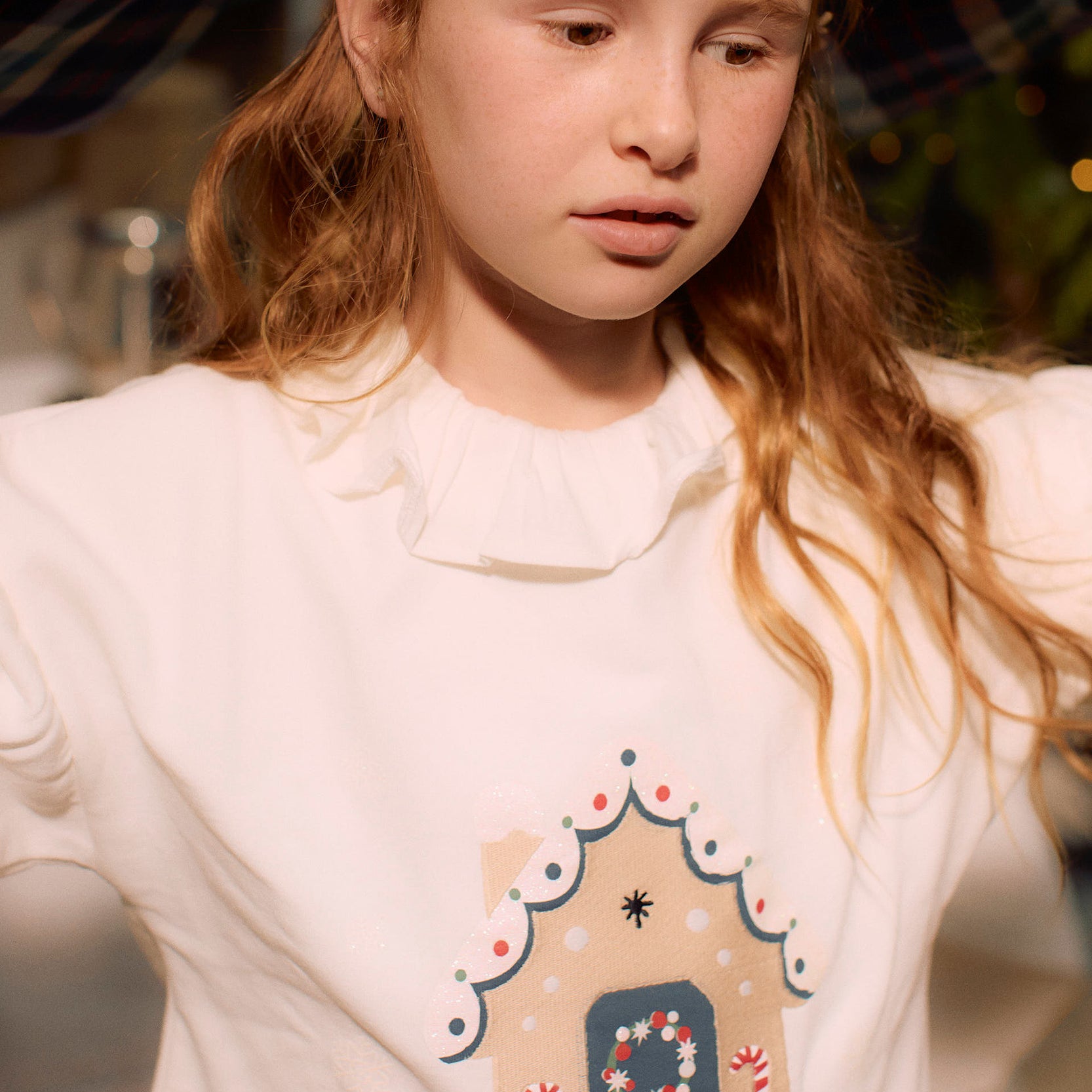 Christmas Sweatshirt with Glitter for Girls 'X-Mas', White