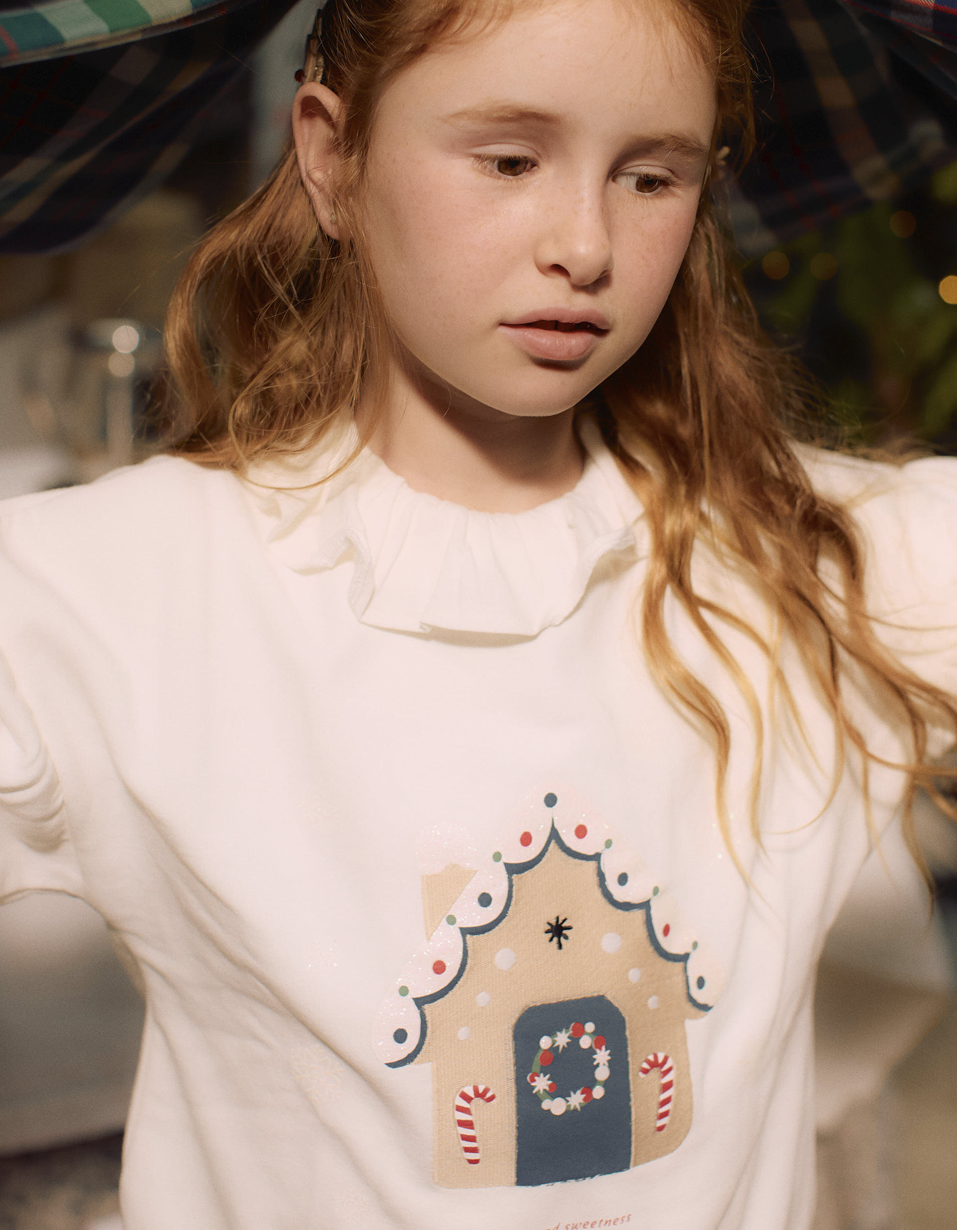 Christmas Sweatshirt with Glitter for Girls 'X-Mas', White