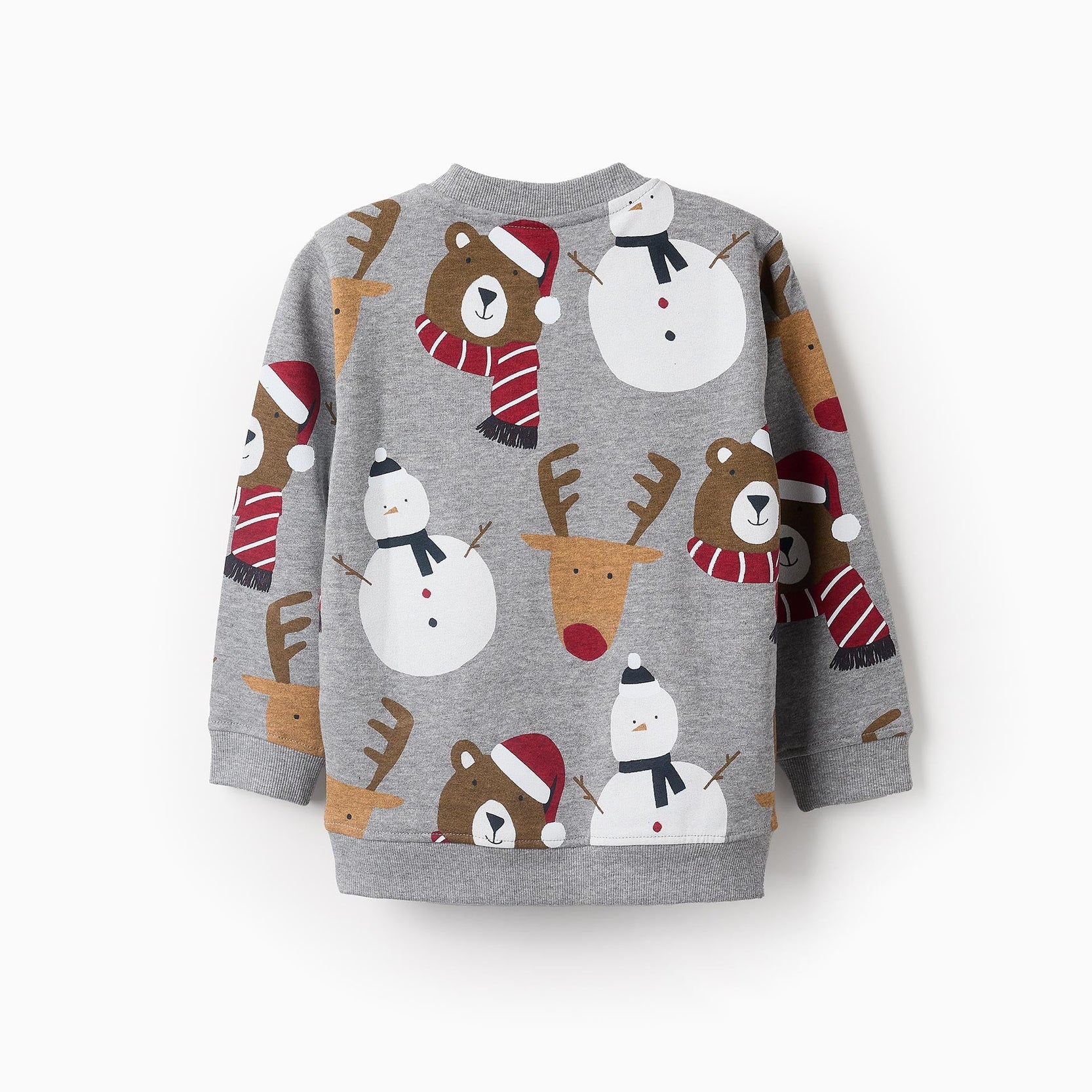 Brushed Christmas Sweatshirt for Boys 'Reindeers & Snowmen', Grey