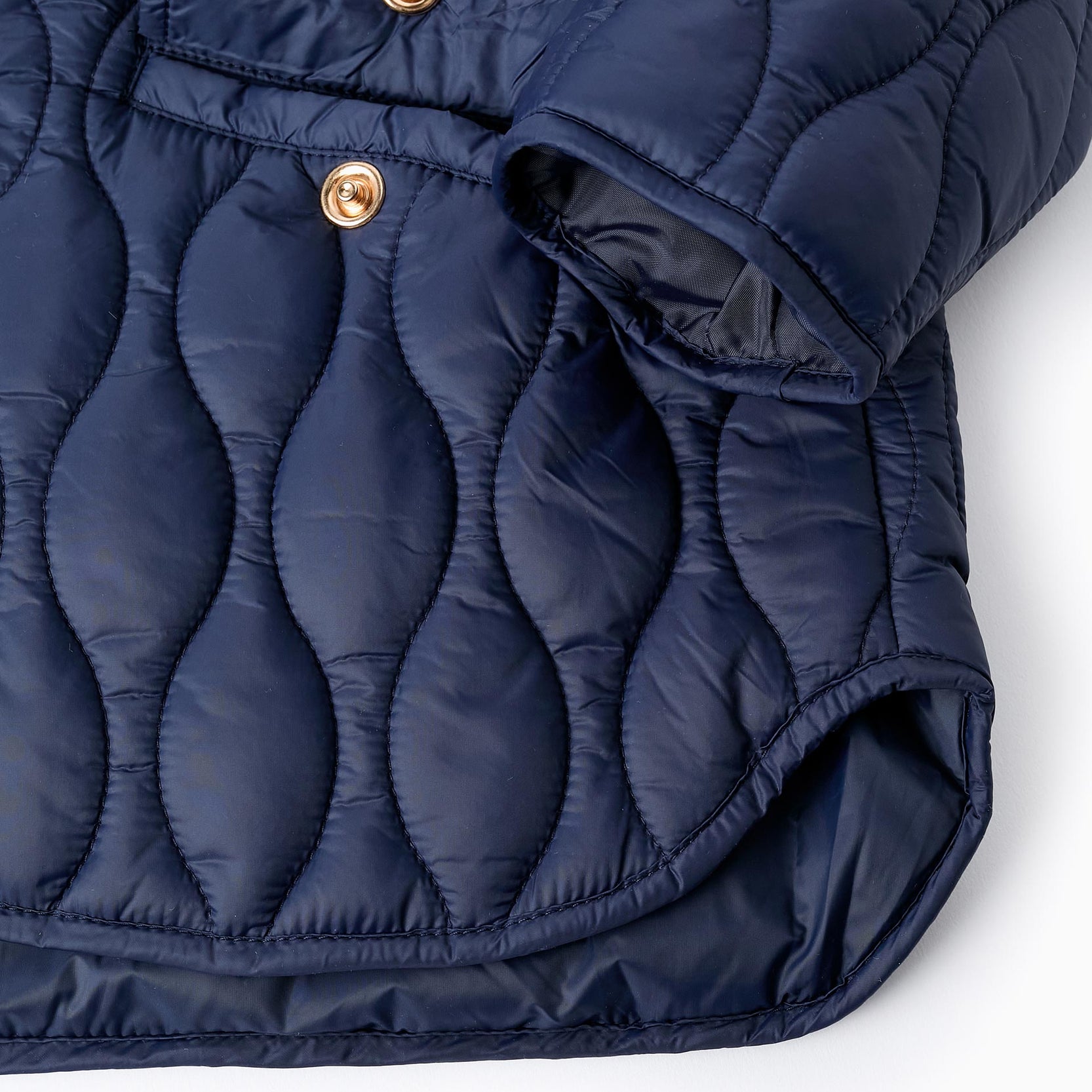 Padded Hooded Parka for Girls, Dark Blue/Gold
