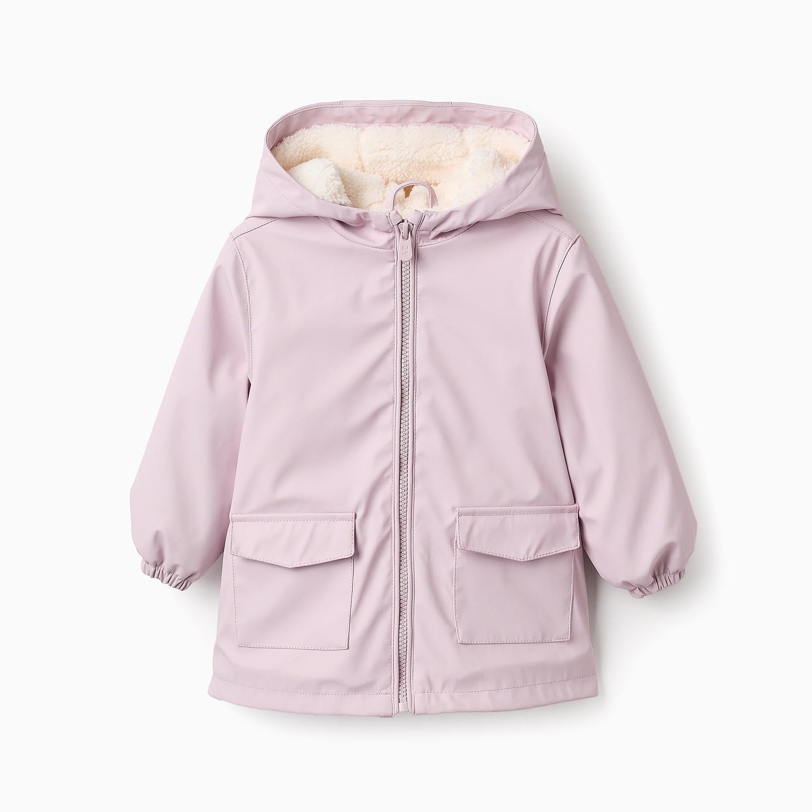Rubber Parka with Sherpa Lining for Baby Girls, Pink