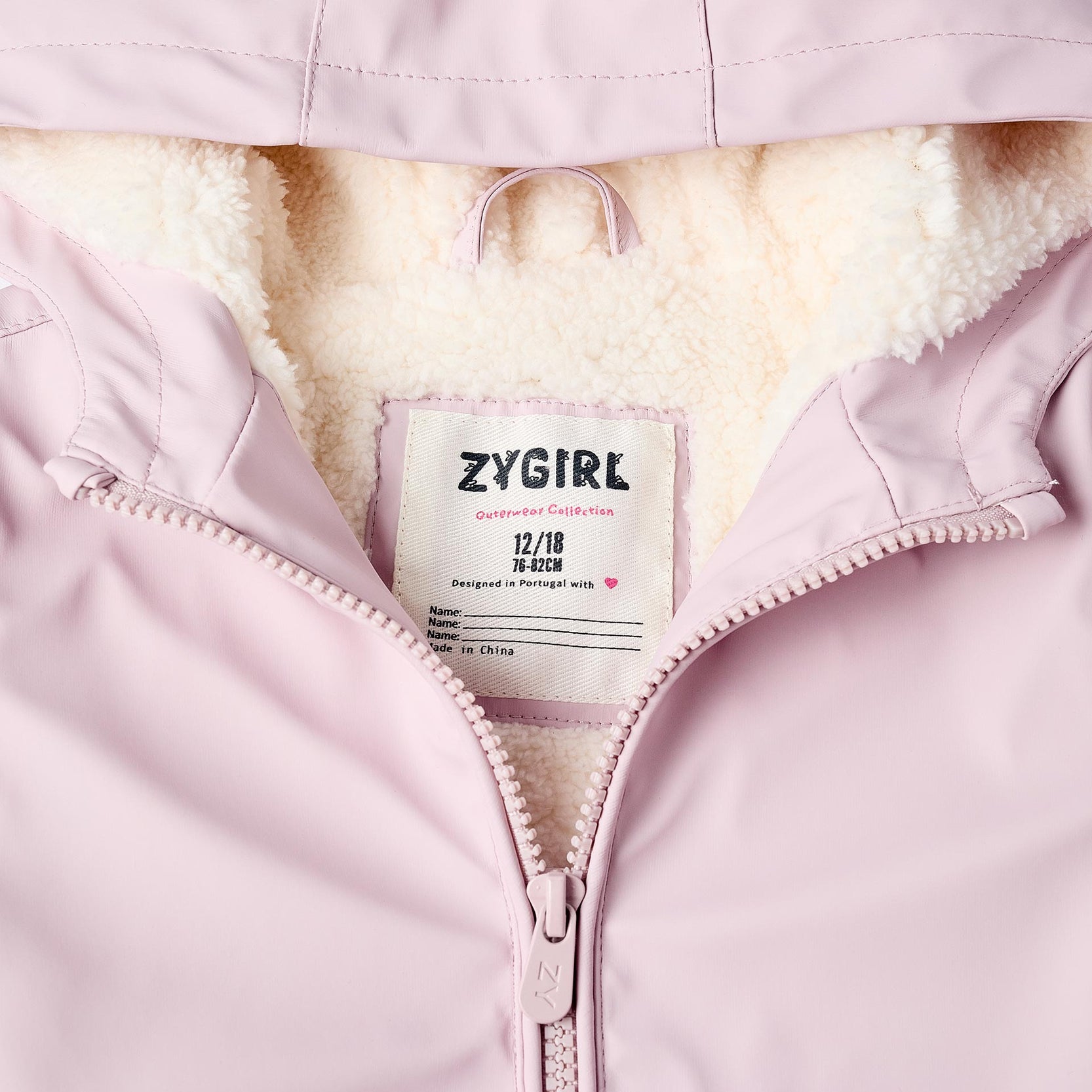 Rubber Parka with Sherpa Lining for Baby Girls, Pink