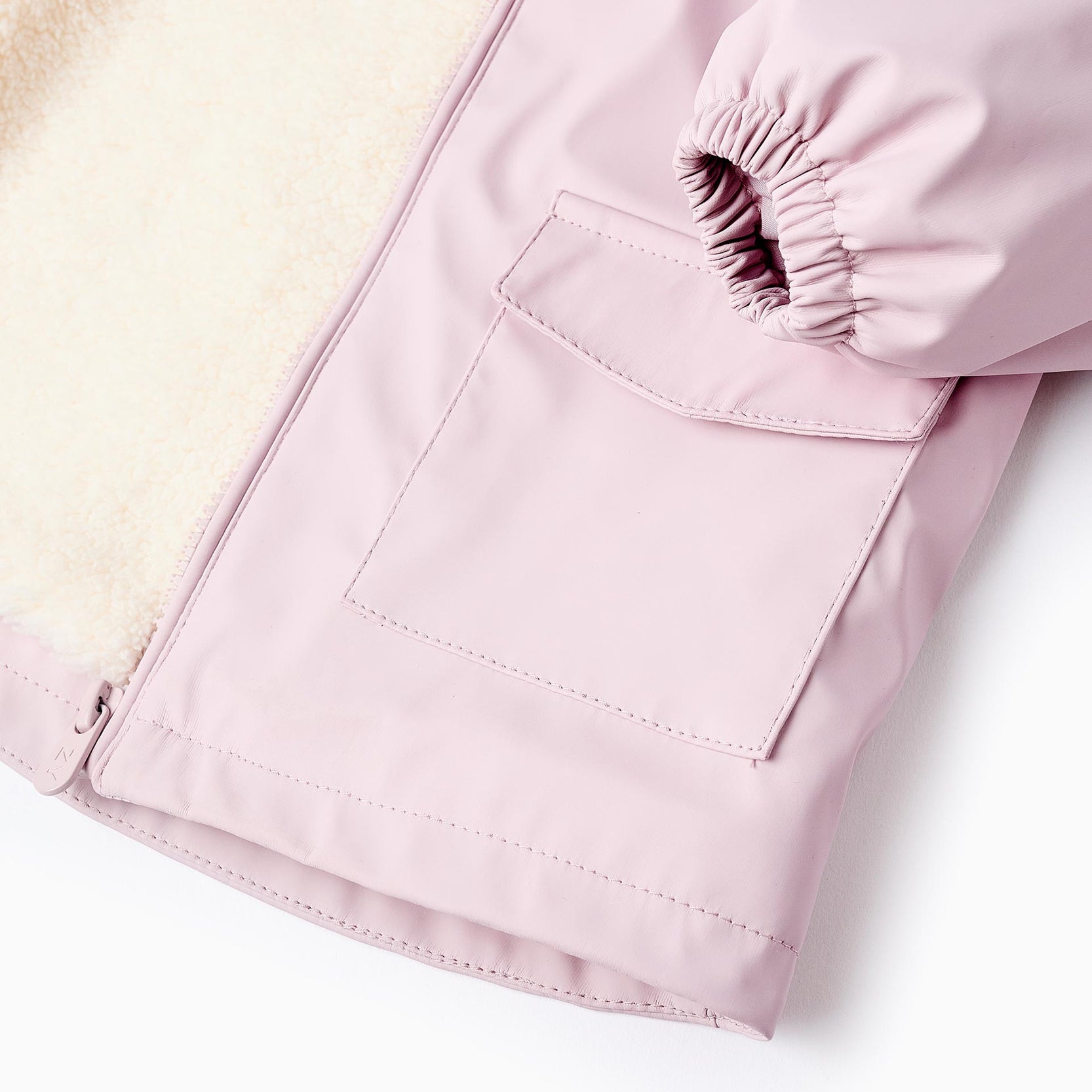Rubber Parka with Sherpa Lining for Baby Girls, Pink