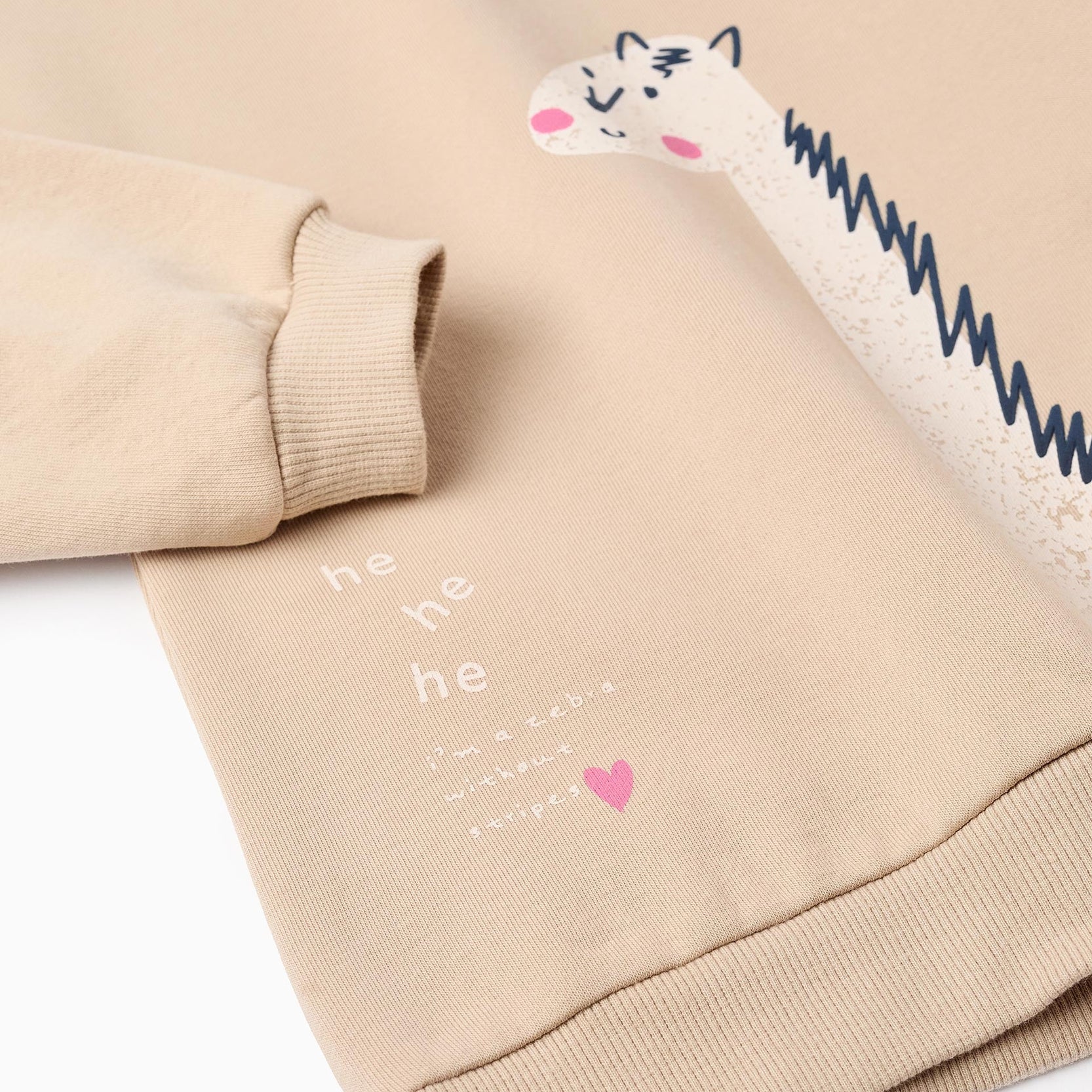 Sweatshirt + Trousers for Baby Girls 'Giraffe', Beige/Pink