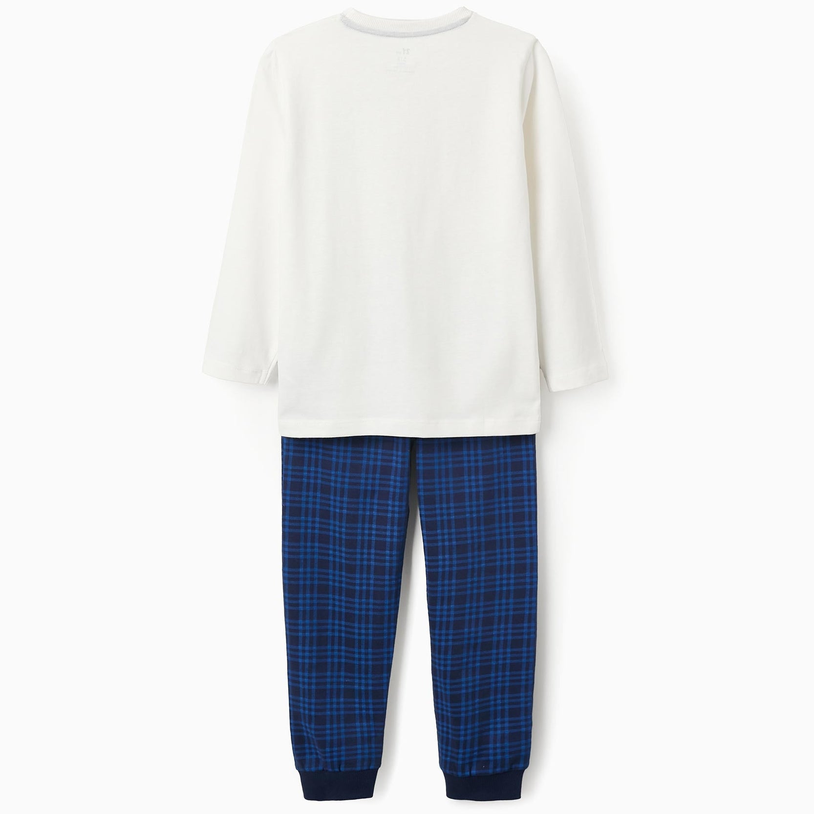 Checkered Cotton Pyjama for Boys 'NYC', White/Blue