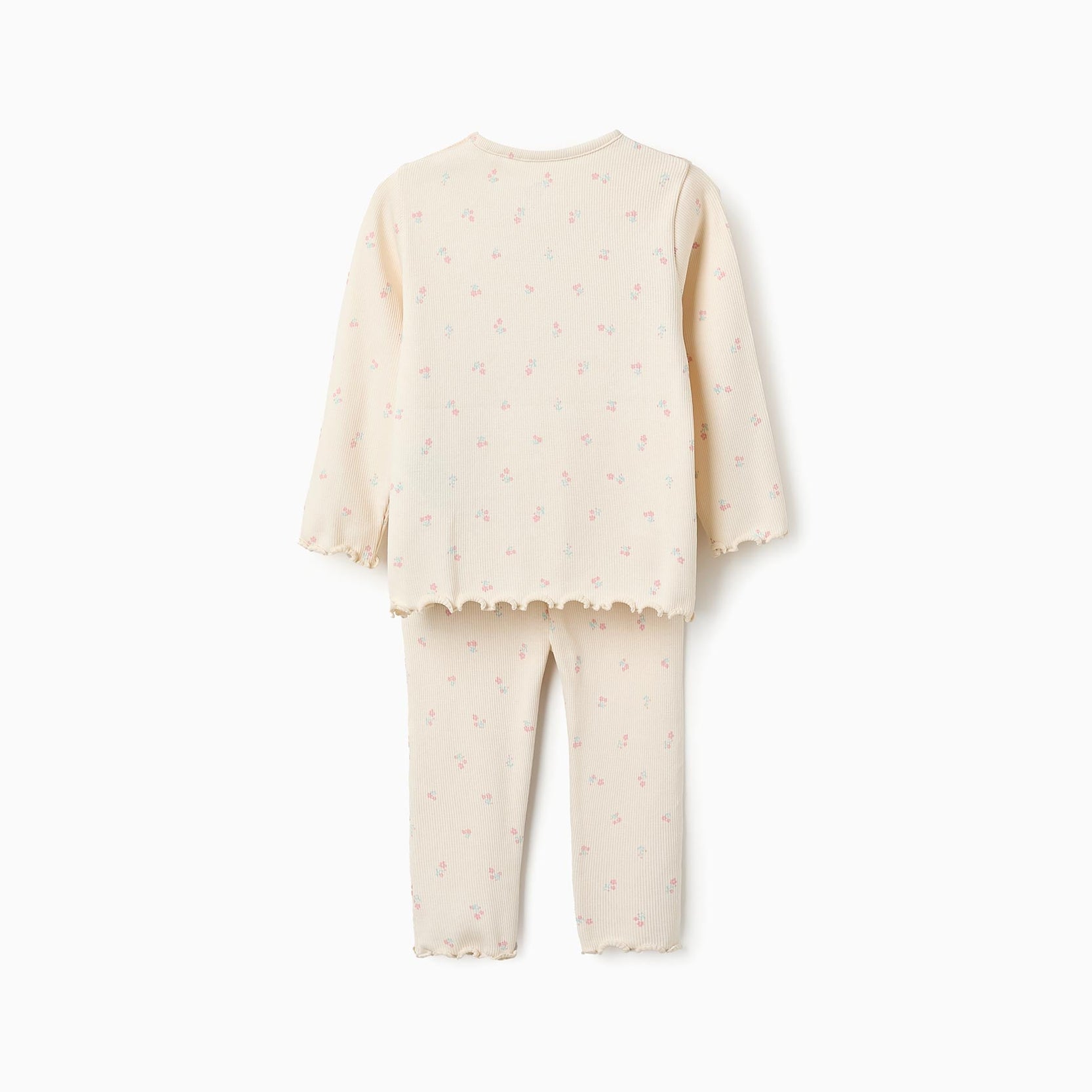 Ribbed Pyjama for Baby Girls 'Flowers', Beige