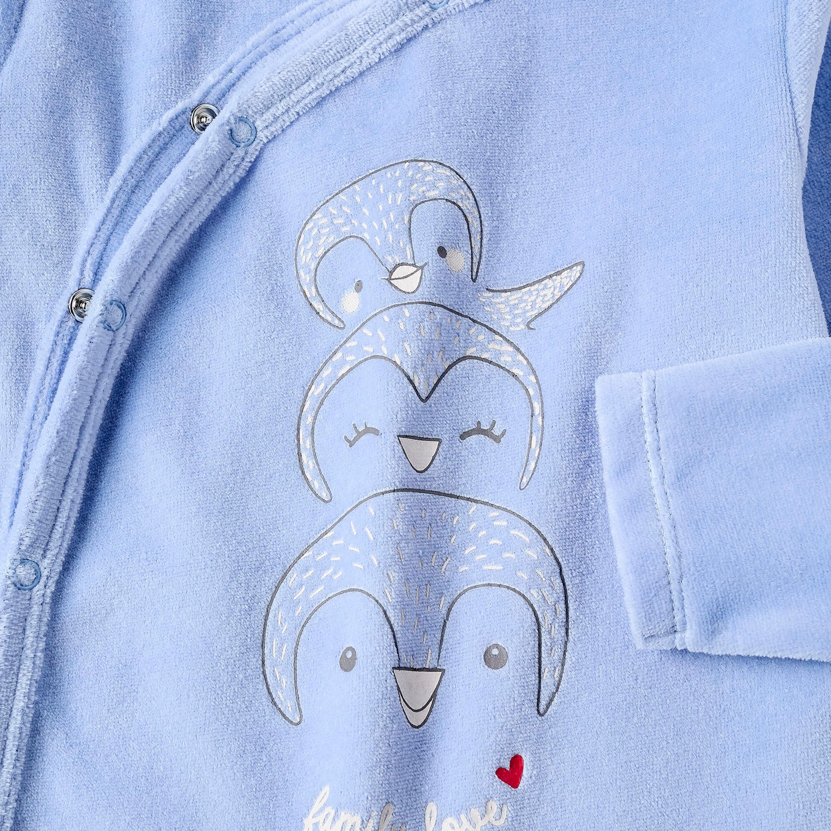 Velour Sleepsuit for Baby Boys 'Family Love', Blue