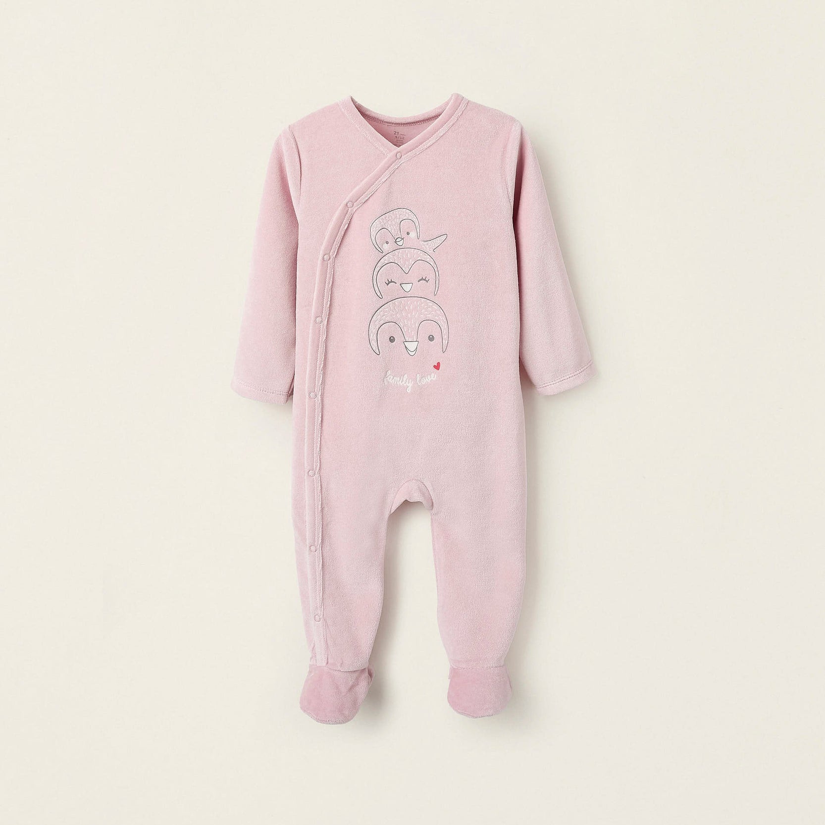 Velour Sleepsuit for Baby Girls 'Family Love', Pink