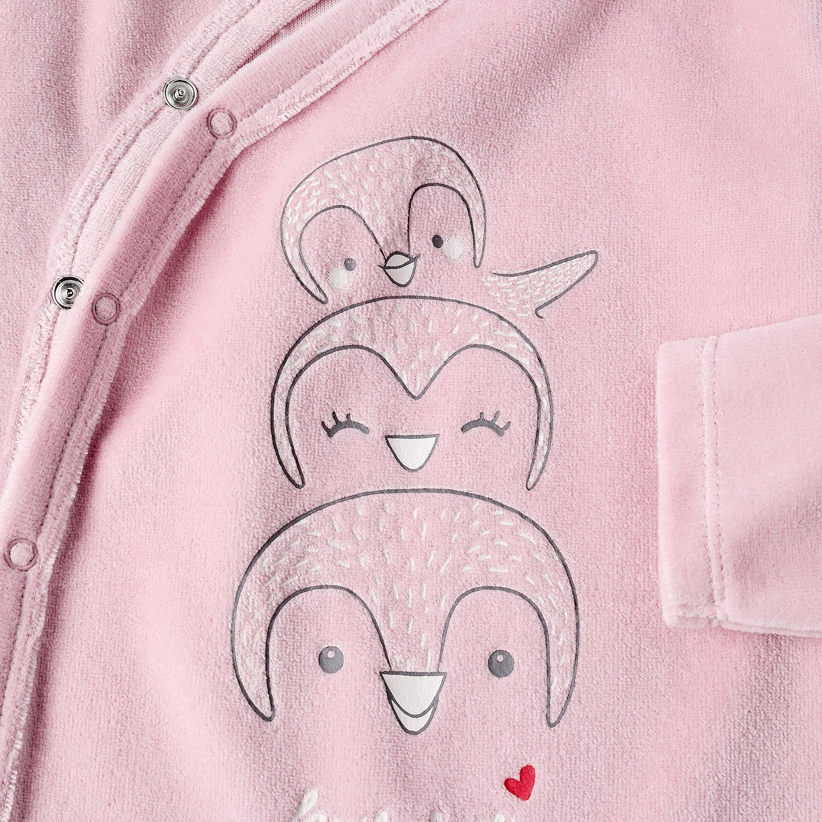 Velour Sleepsuit for Baby Girls 'Family Love', Pink