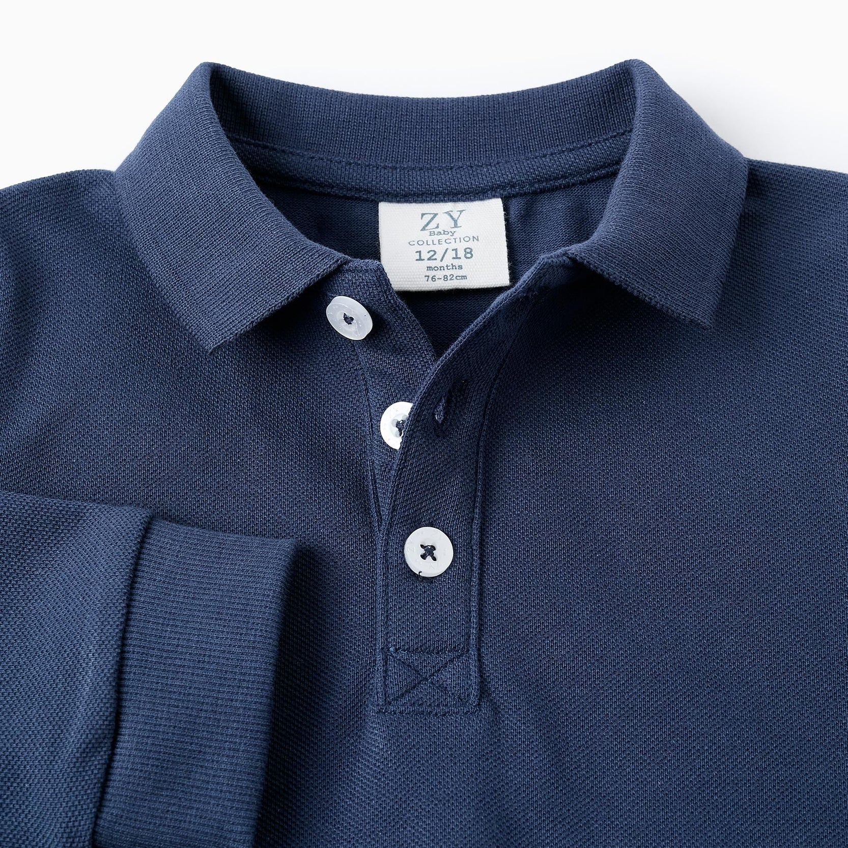 Long Sleeve Polo Shirt for Baby Boys, Dark Blue