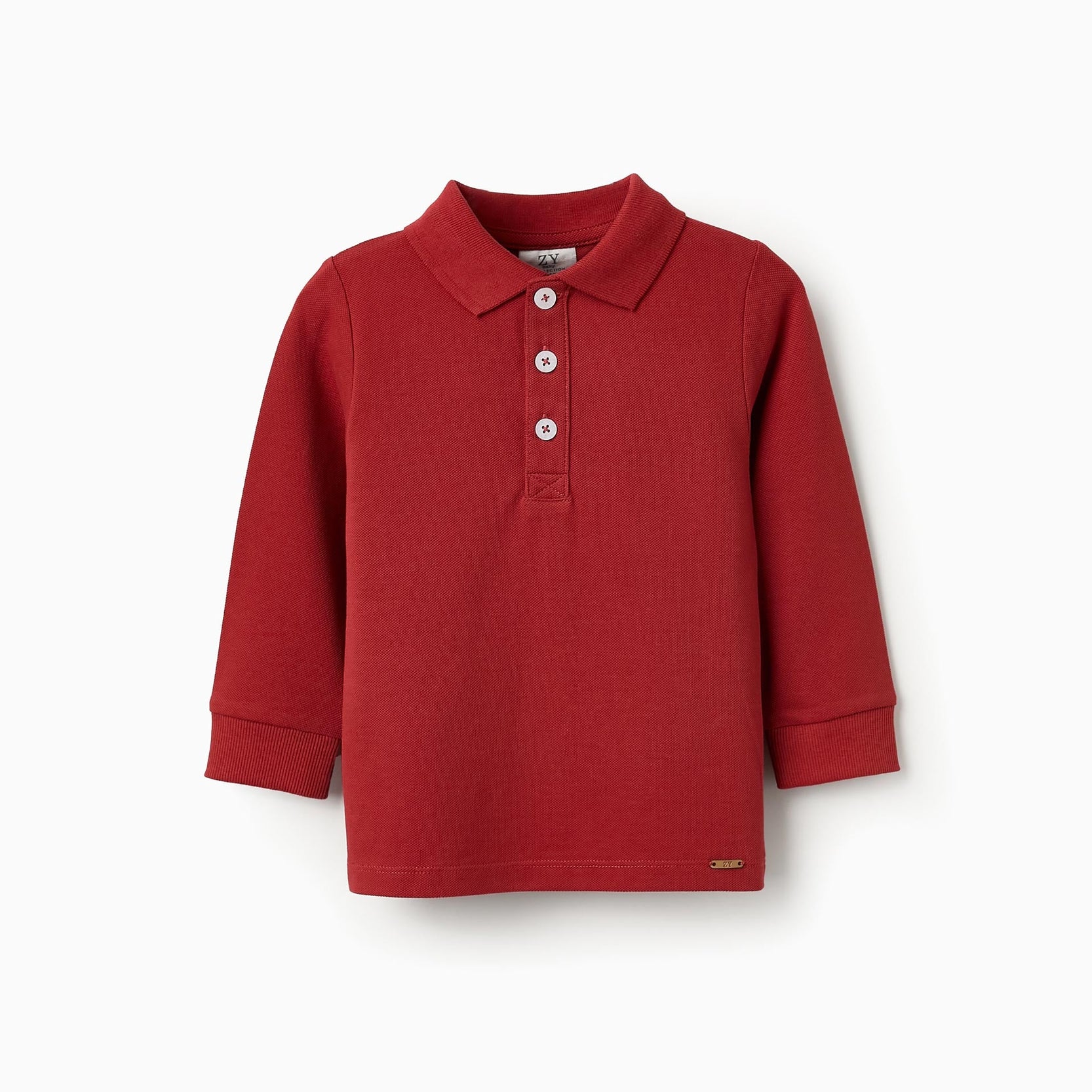 Long Sleeve Polo Shirt for Baby Boys, Orange