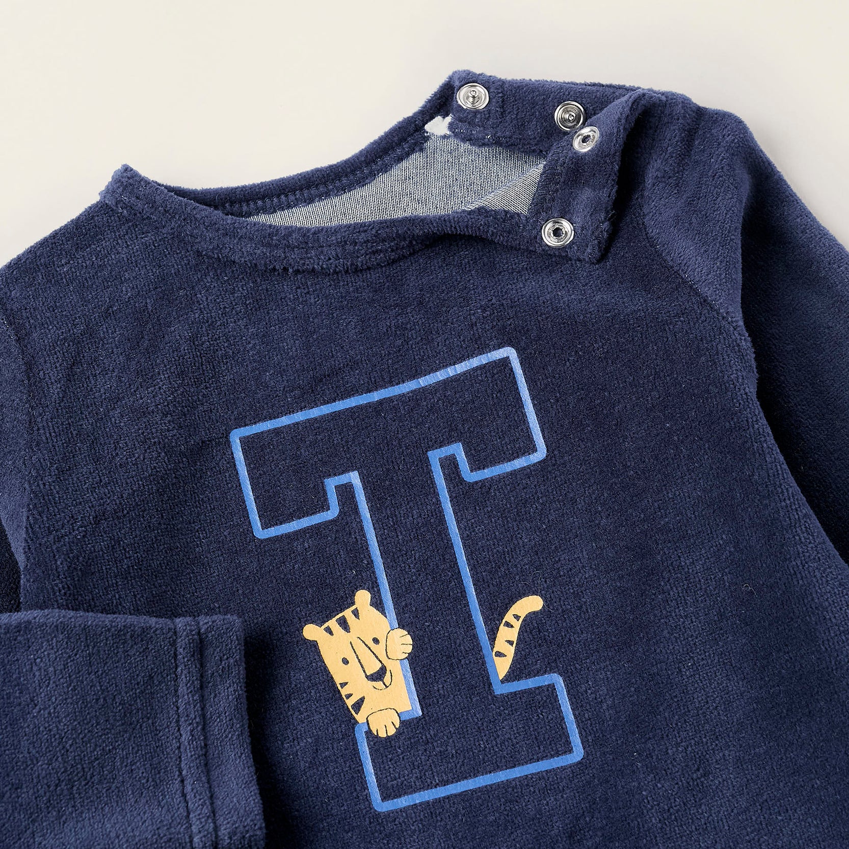 Velours Sleepsuit for Baby Boys 'Tiger', Dark Blue