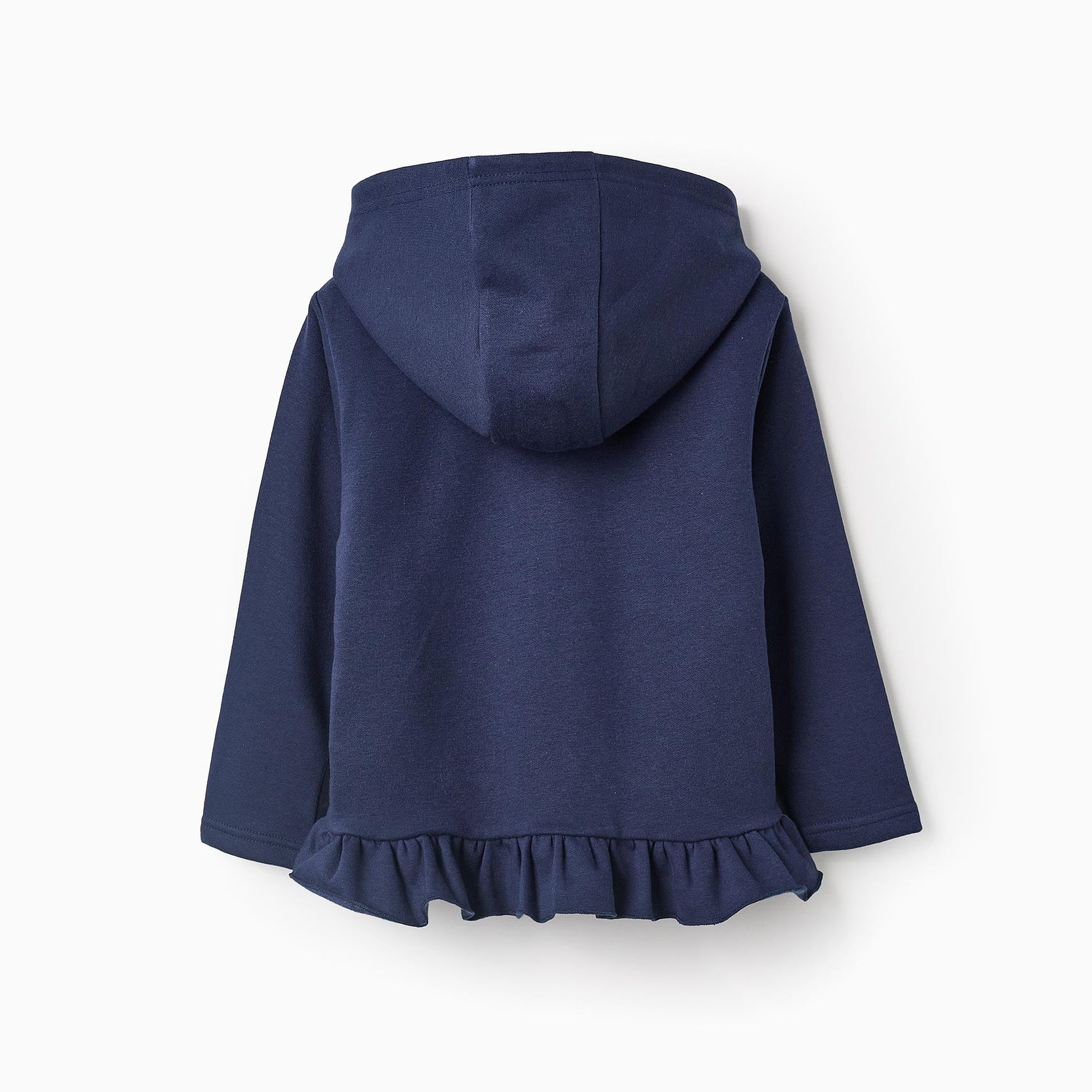 Hooded Jacket with Ruffles for Girls, Dark Blue