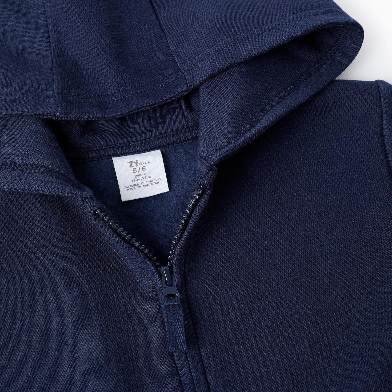 Hooded Jacket with Ruffles for Girls, Dark Blue