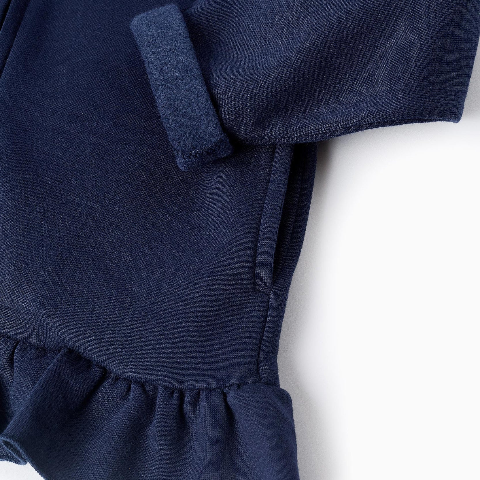 Hooded Jacket with Ruffles for Girls, Dark Blue