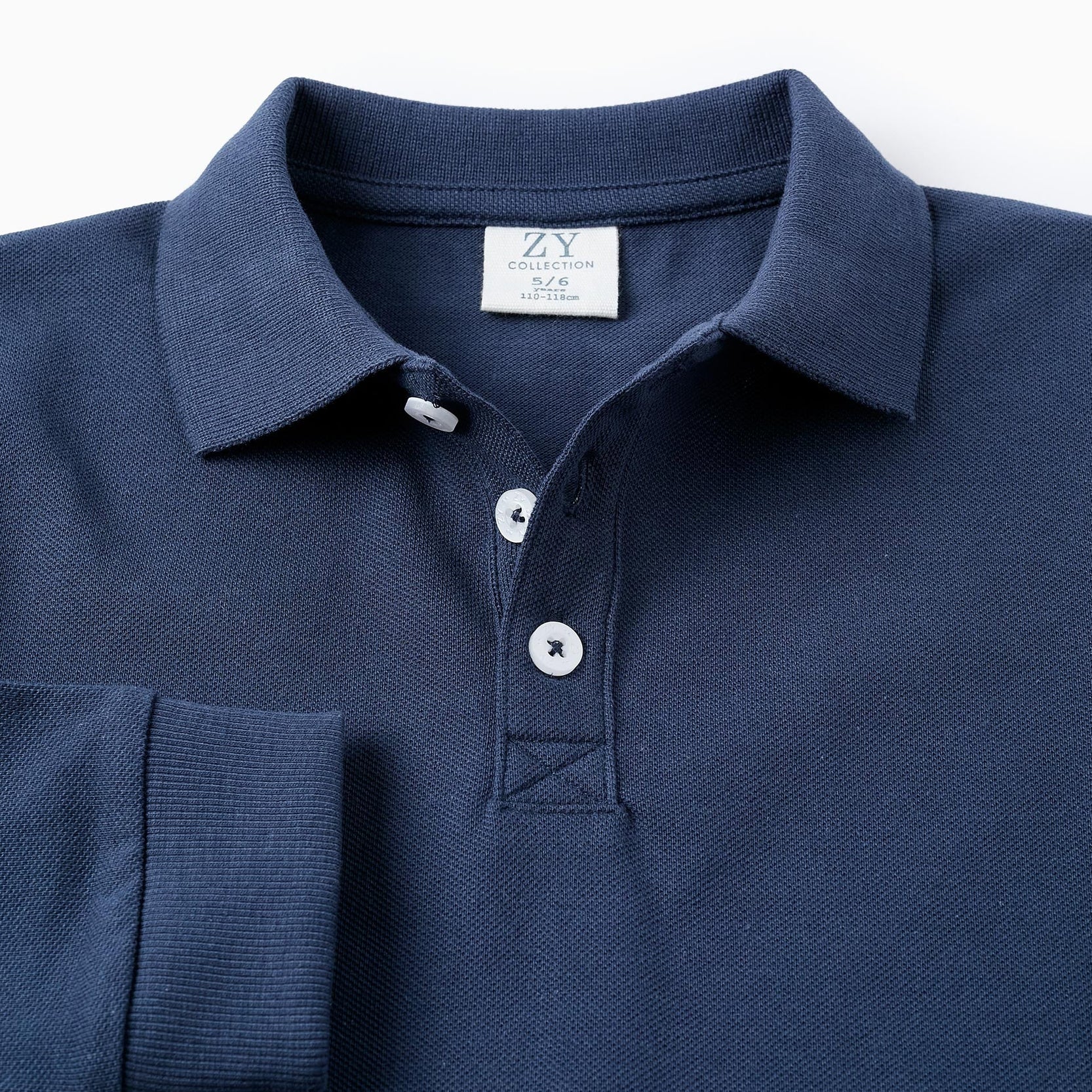 Long Sleeve Polo Shirt for Boys, Dark Blue