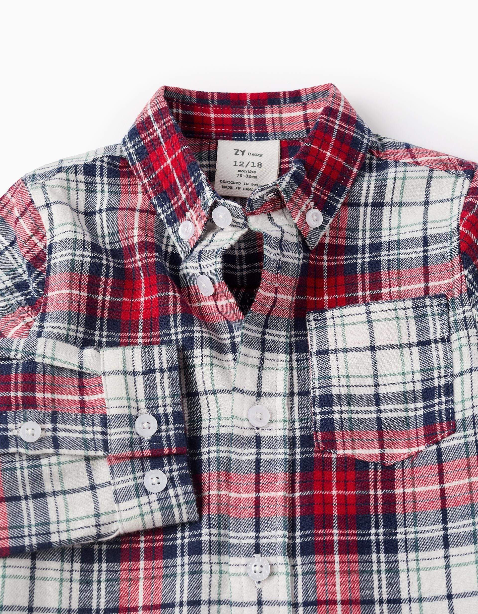 Flannel Checked Shirt for Baby Boys, Multicolour