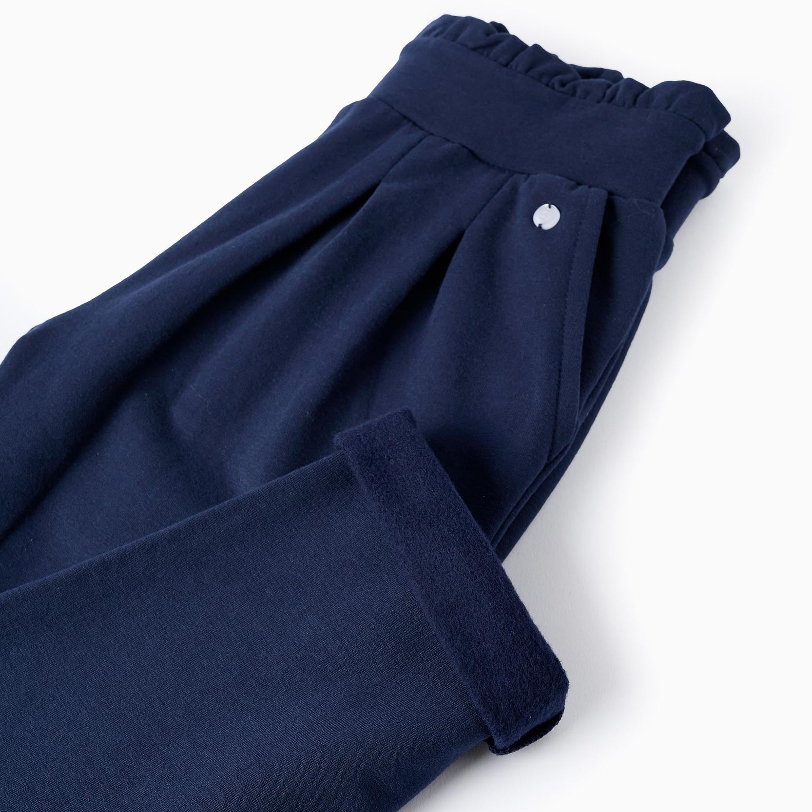 Brushed Trousers with Pleats for Girls, Dark Blue