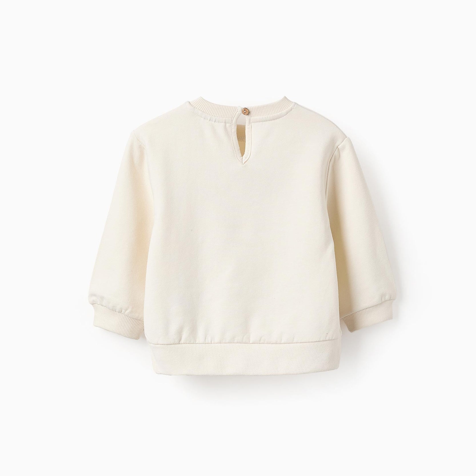 Fleece Sweatshirt with Embroidery for Baby Girls, White/Pink