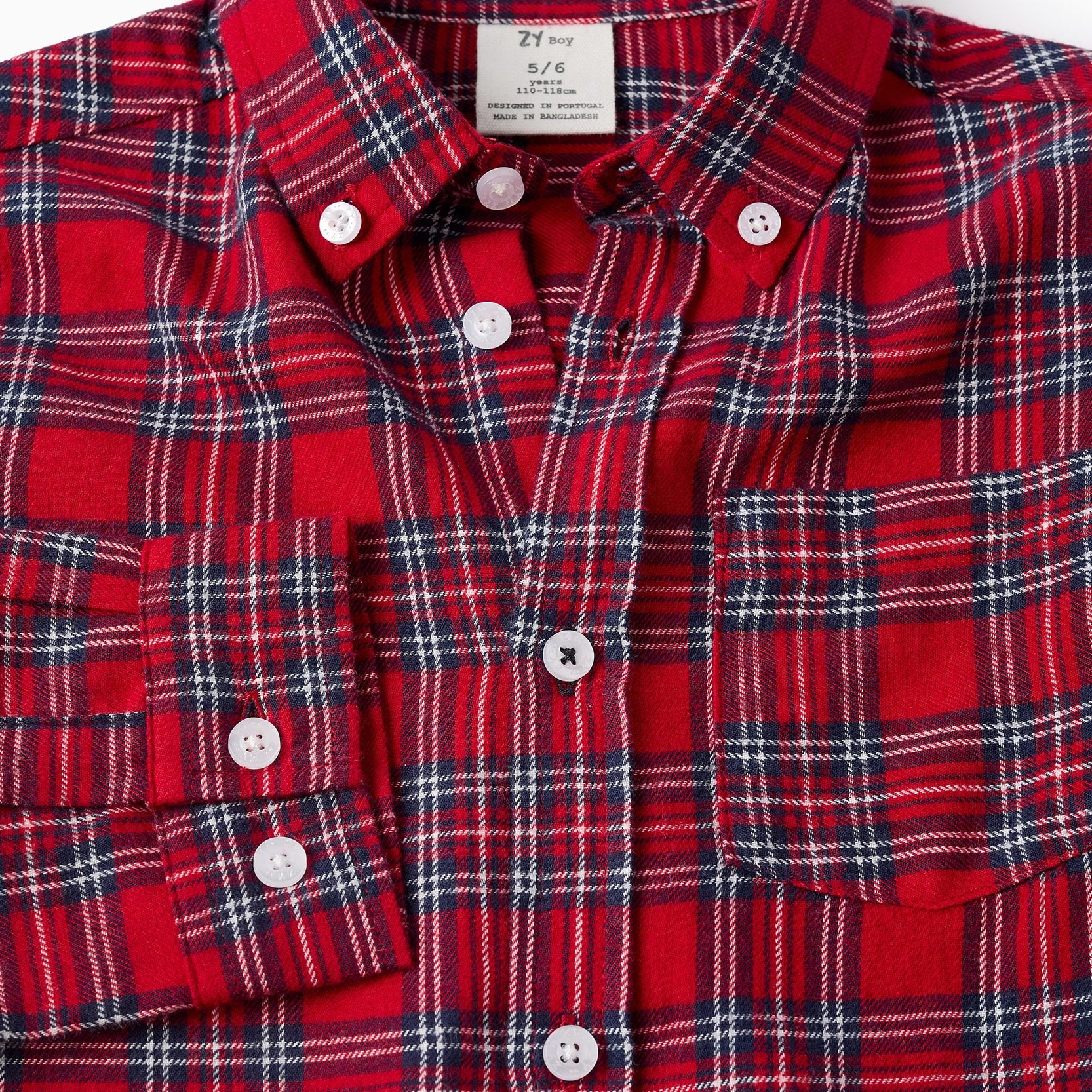 Flannel Checked Shirt for Boys, Red
