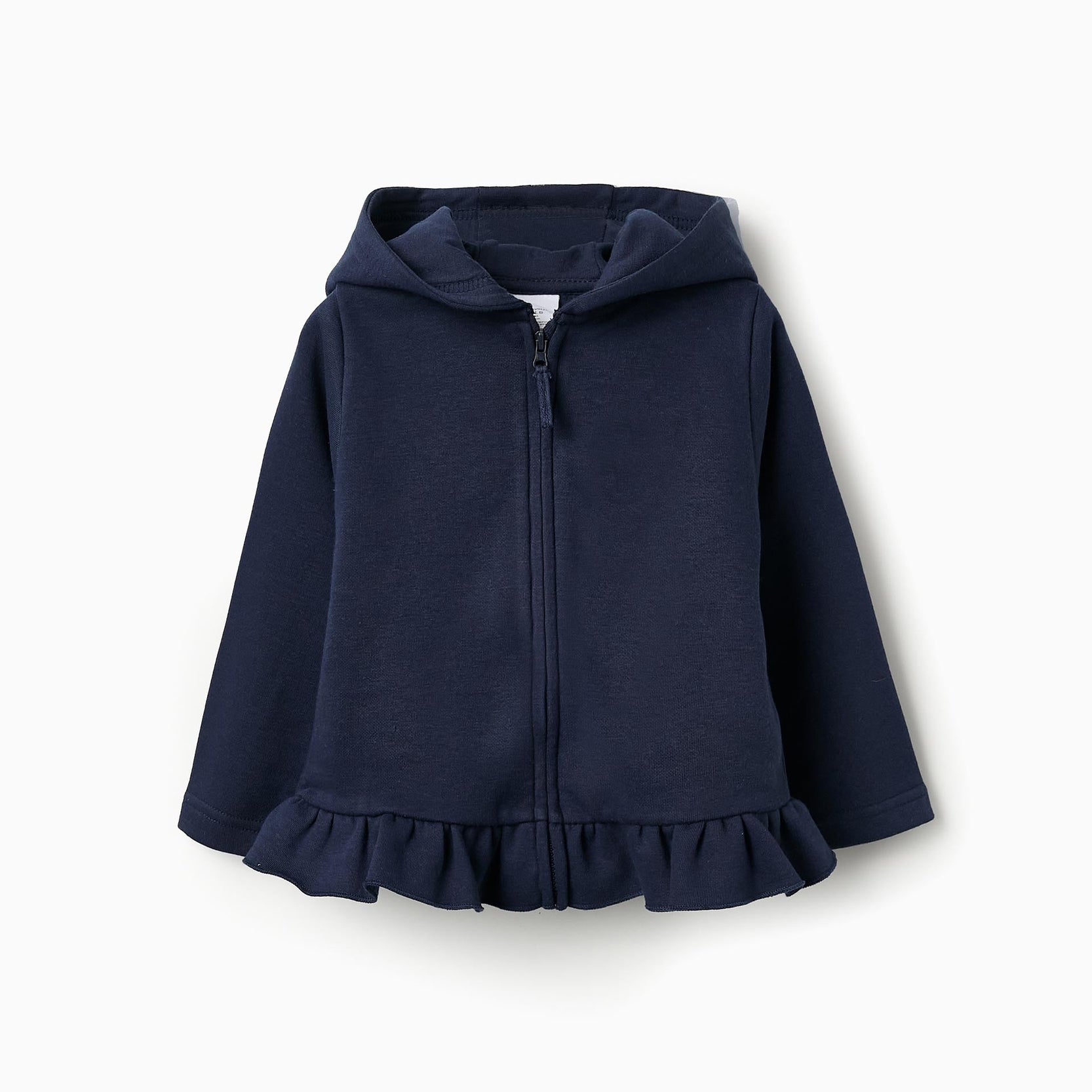 Hooded Jacket with Ruffles for Baby Girls, Dark Blue