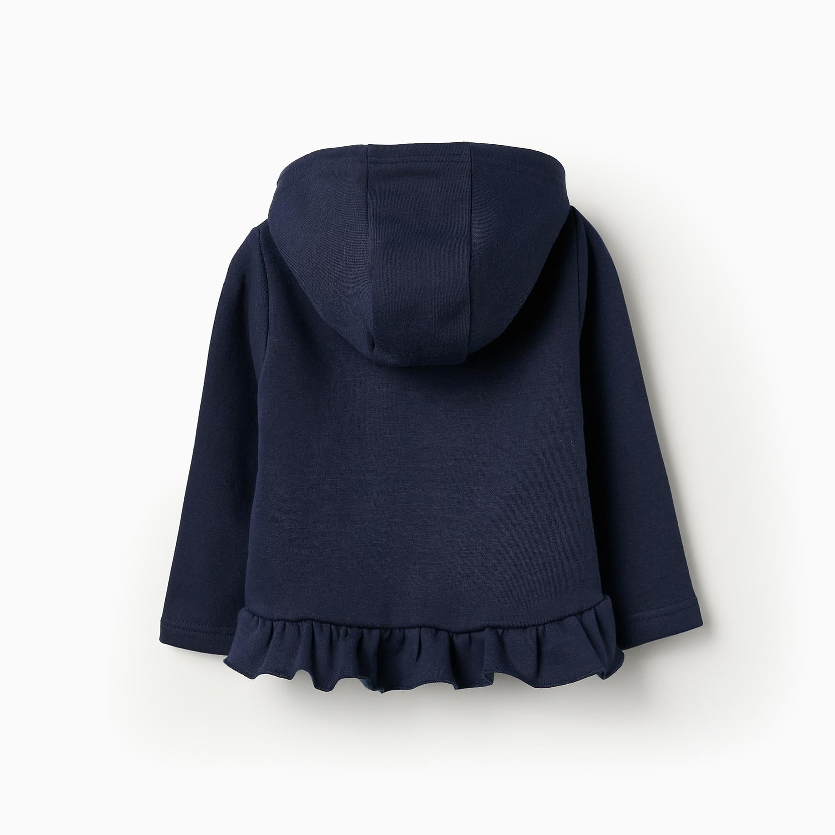 Hooded Jacket with Ruffles for Baby Girls, Dark Blue